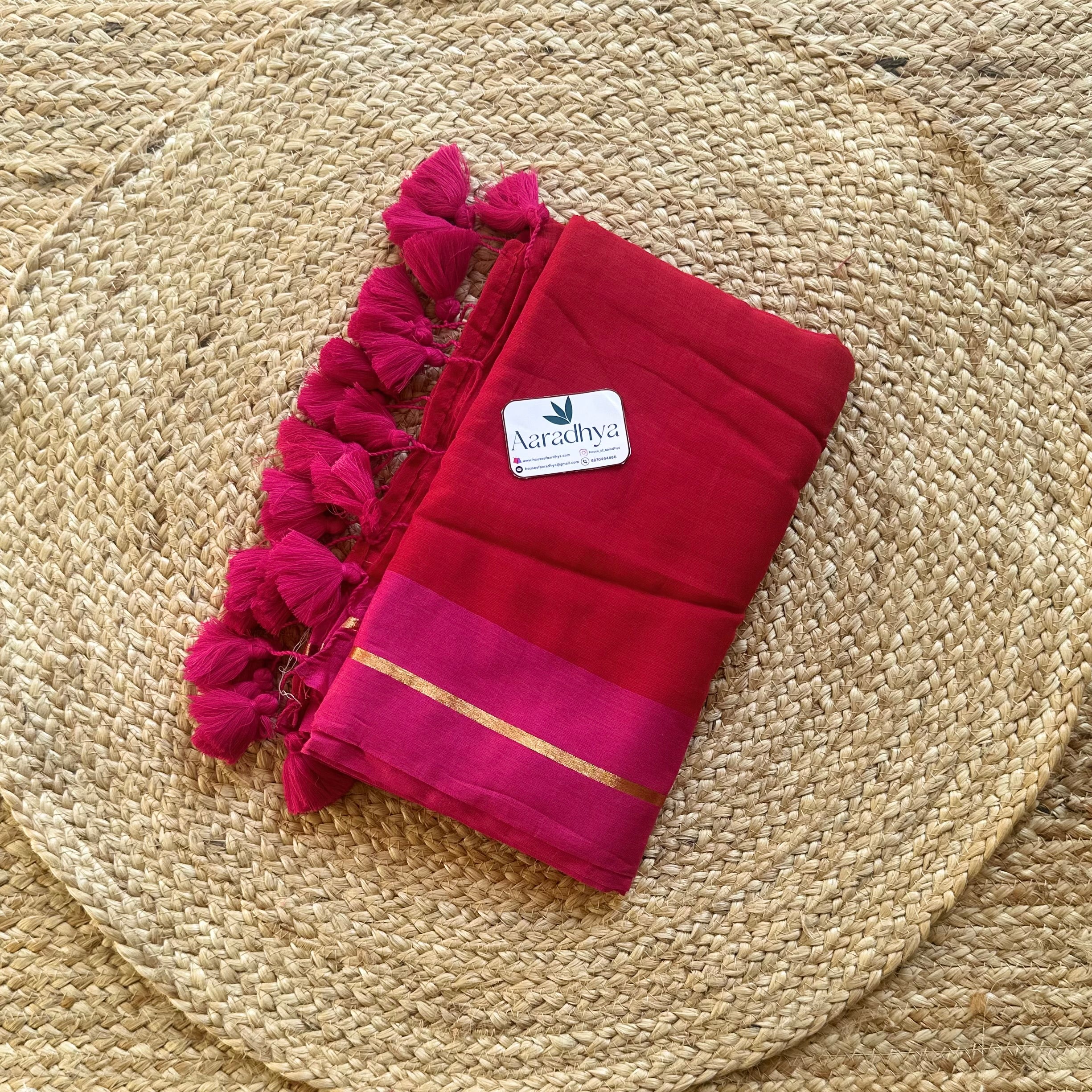 Red kasavu saree | Mul Cotton Saree