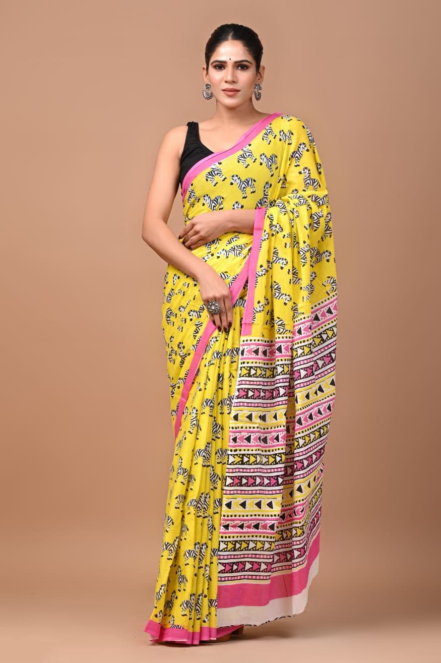 Quirky Print | Mul Mul Cotton Saree