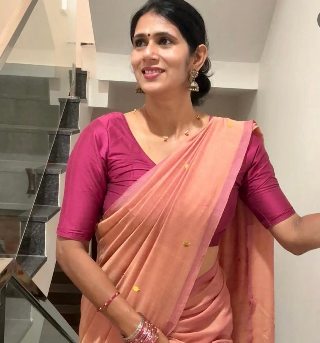 GINI Work | Mauve Soft Cotton Saree