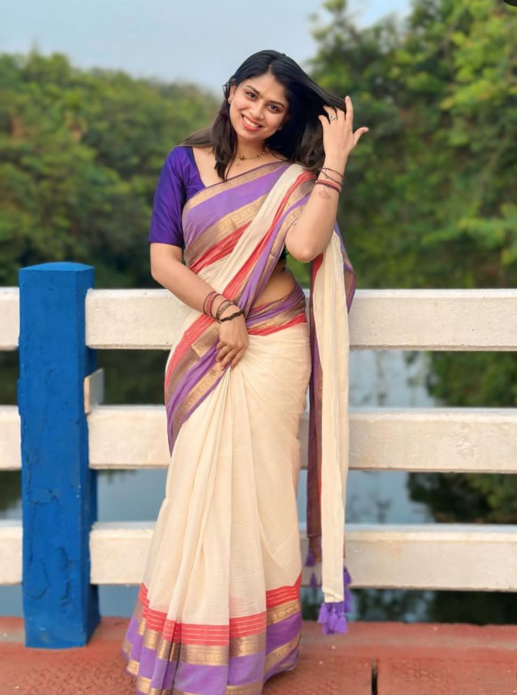 Kanchi Border Festive Saree | Mul Cotton Saree
