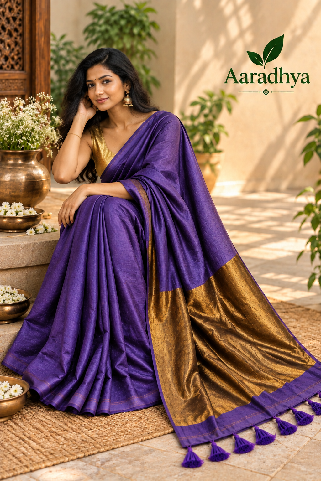 Golden Zari Pallu | Lavender Modal Cotton Saree