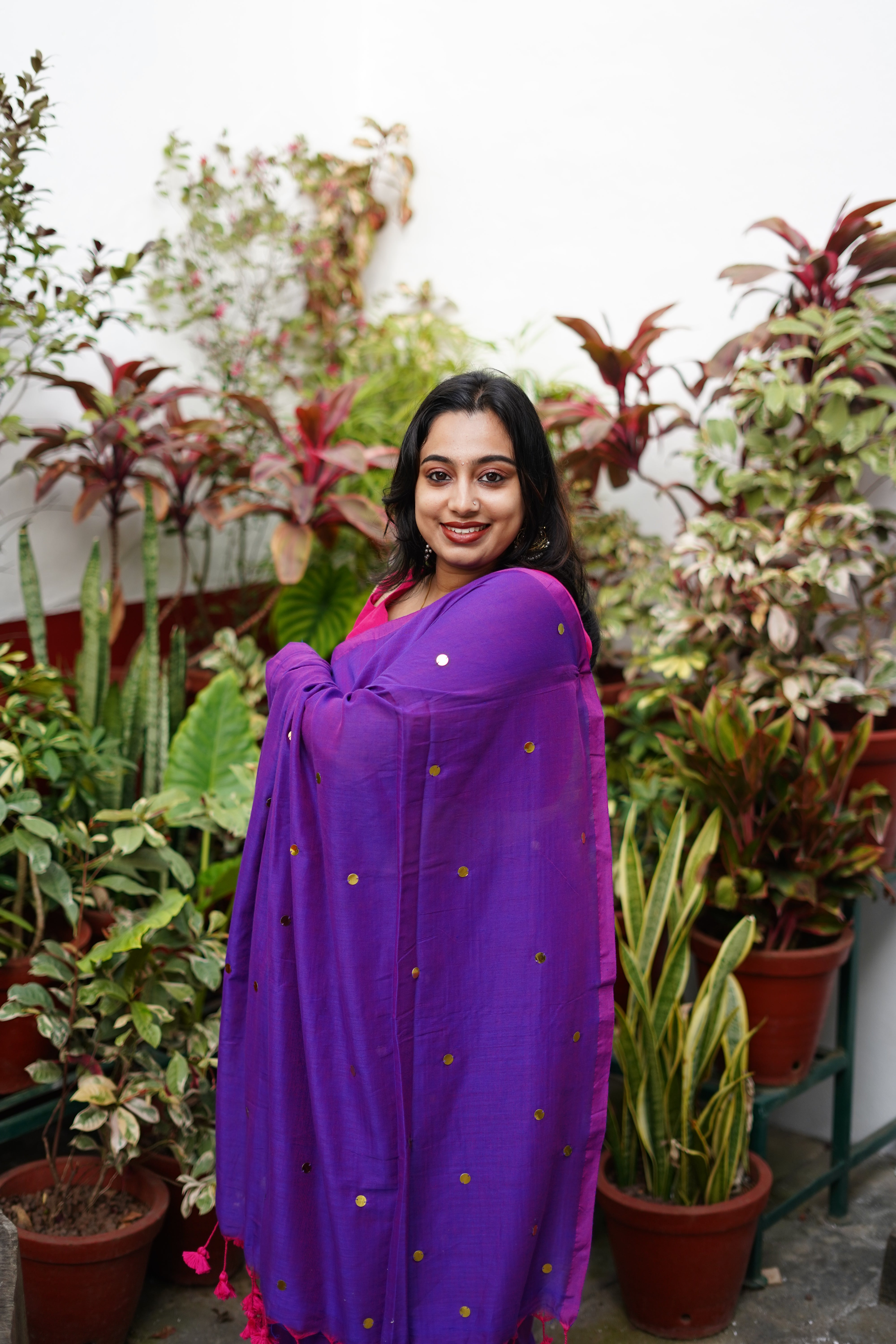 GINI Work | Purple Soft Cotton Saree