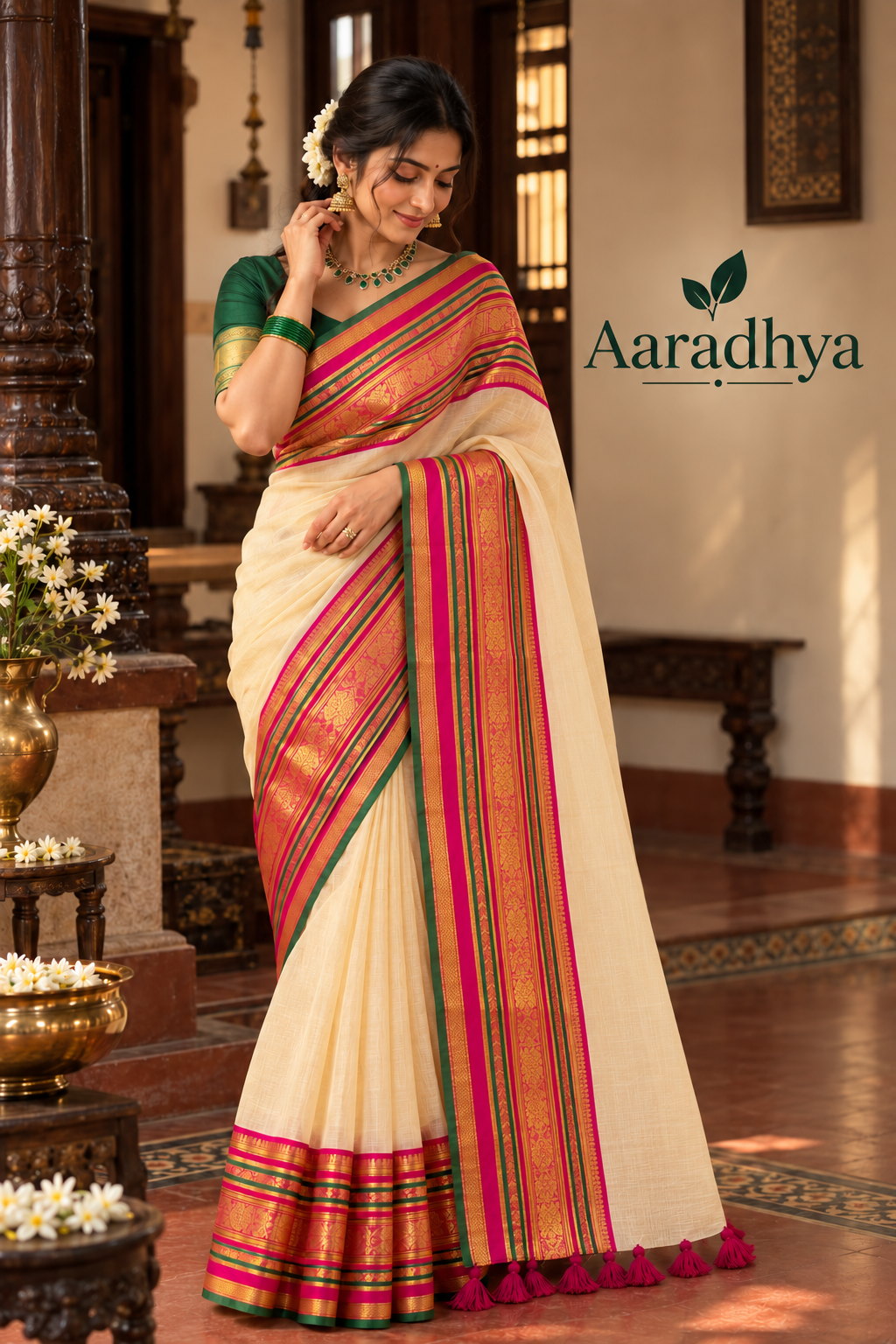 Kanchi Border Festive Saree | Mul Cotton Saree