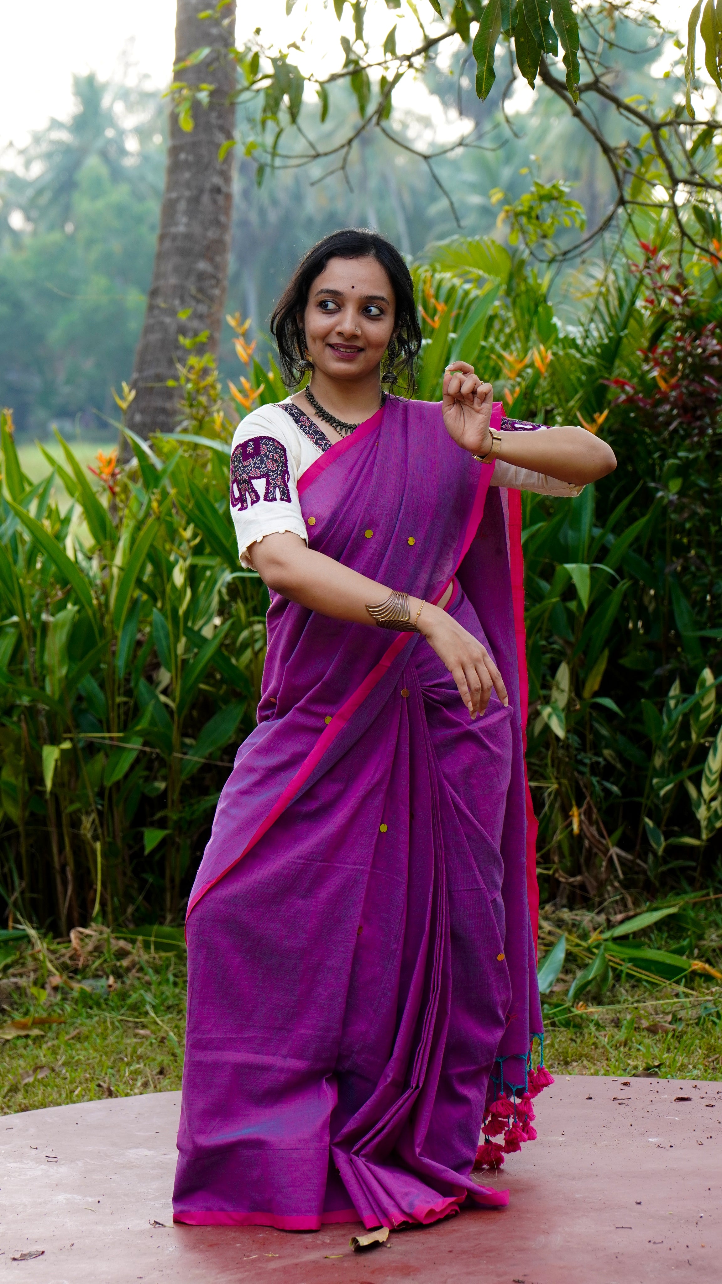 GINI Work | Egg Plant Color Soft Cotton Saree