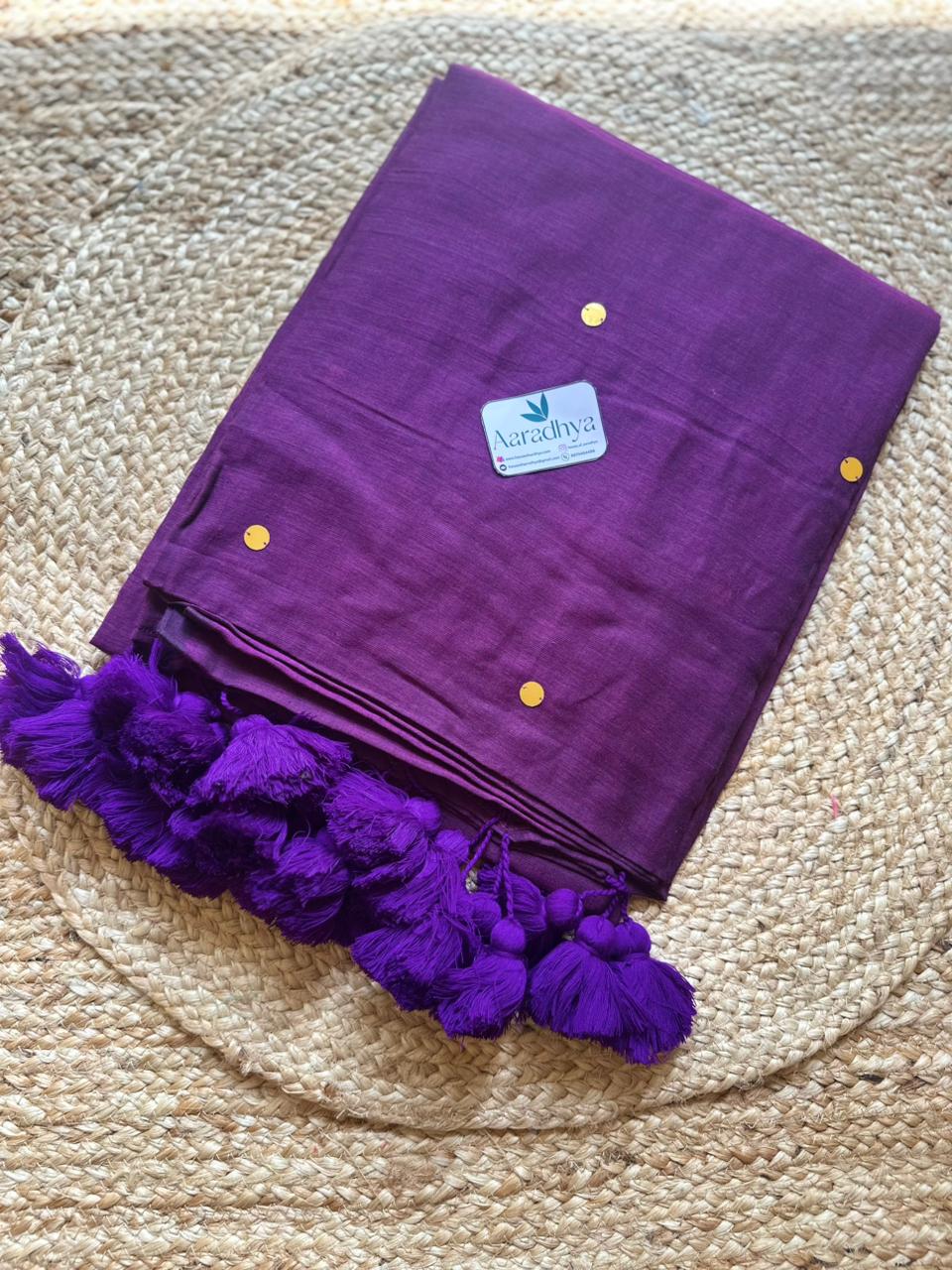 Gini Work | Purple Mul Cotton Saree