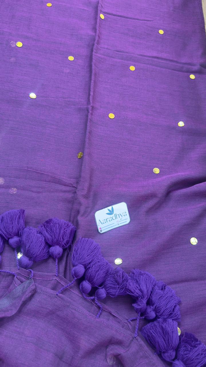 Gini Work | Purple Mul Cotton Saree