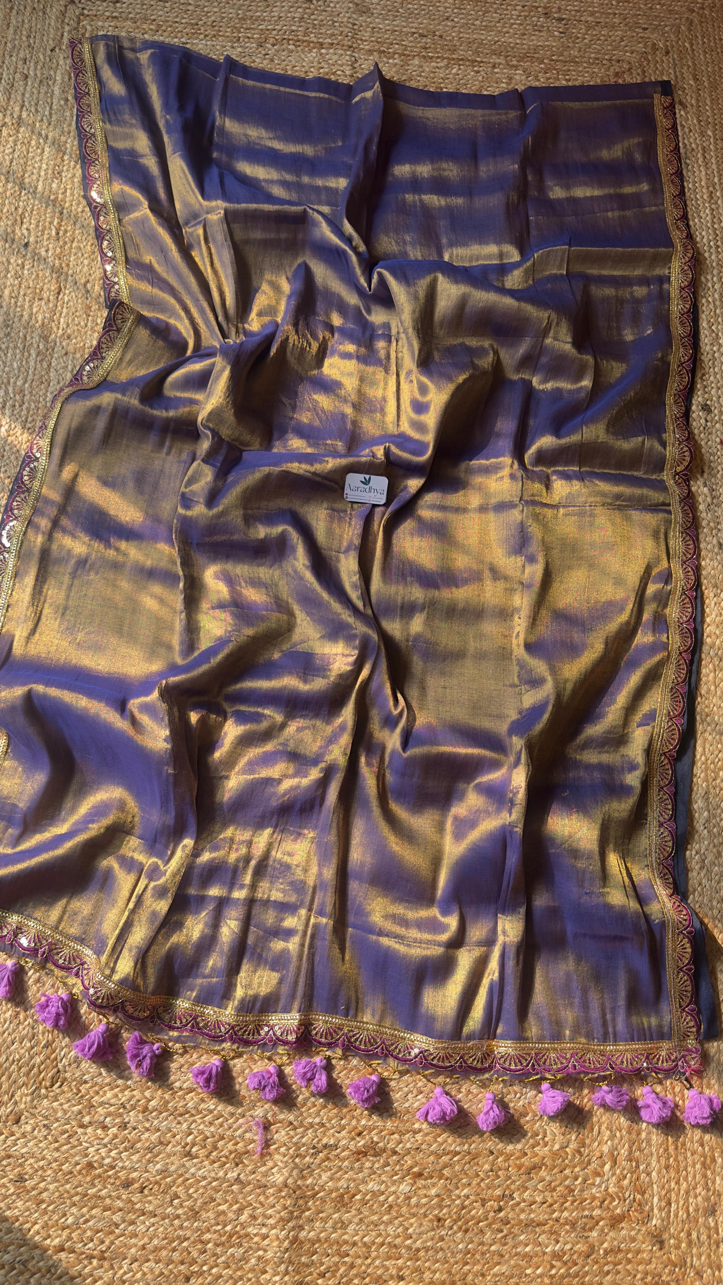 Lace Border Tissue| Blue Soft Tissue Saree