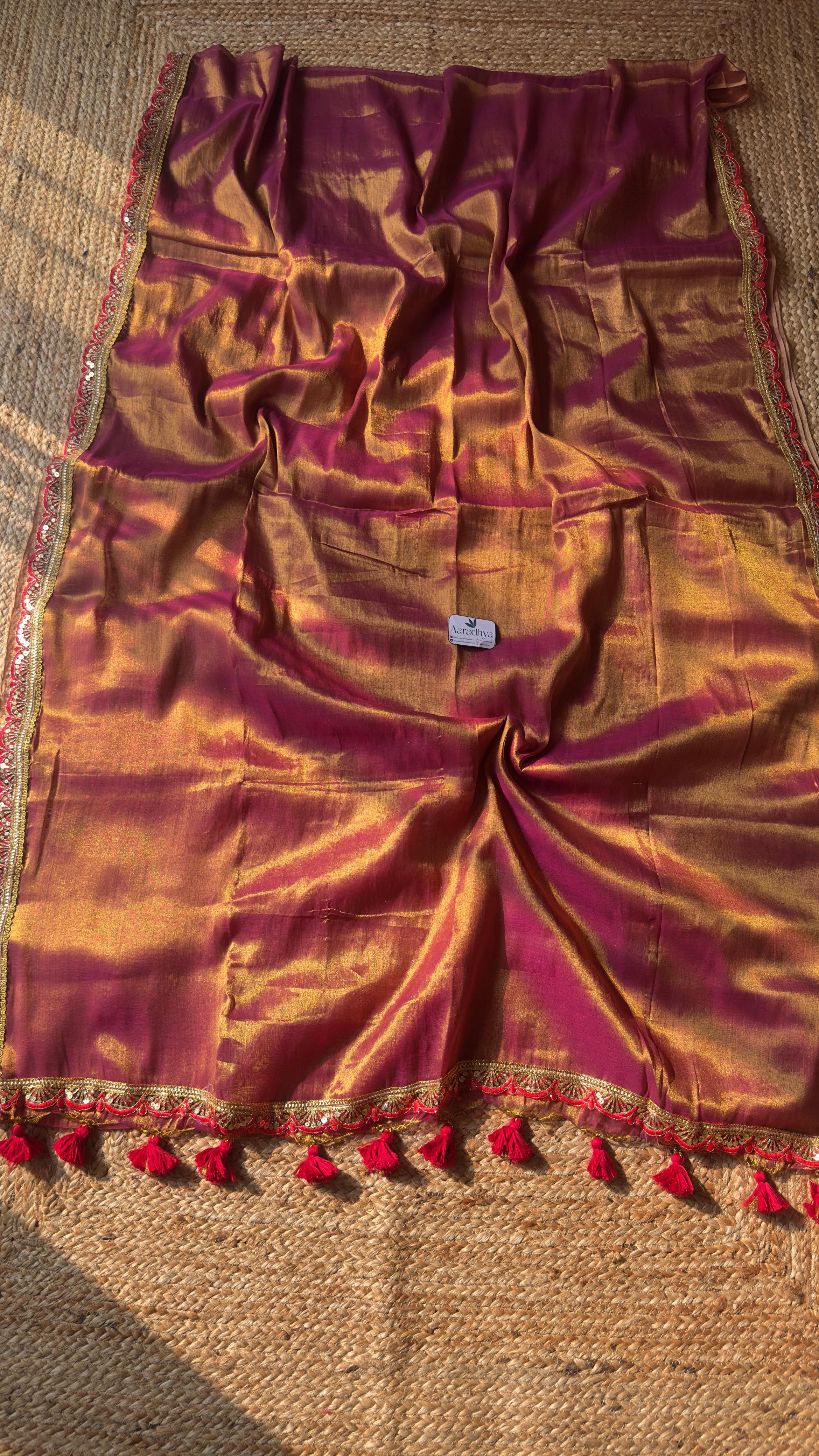 Lace Border Tissue | Red Soft Tissue saree