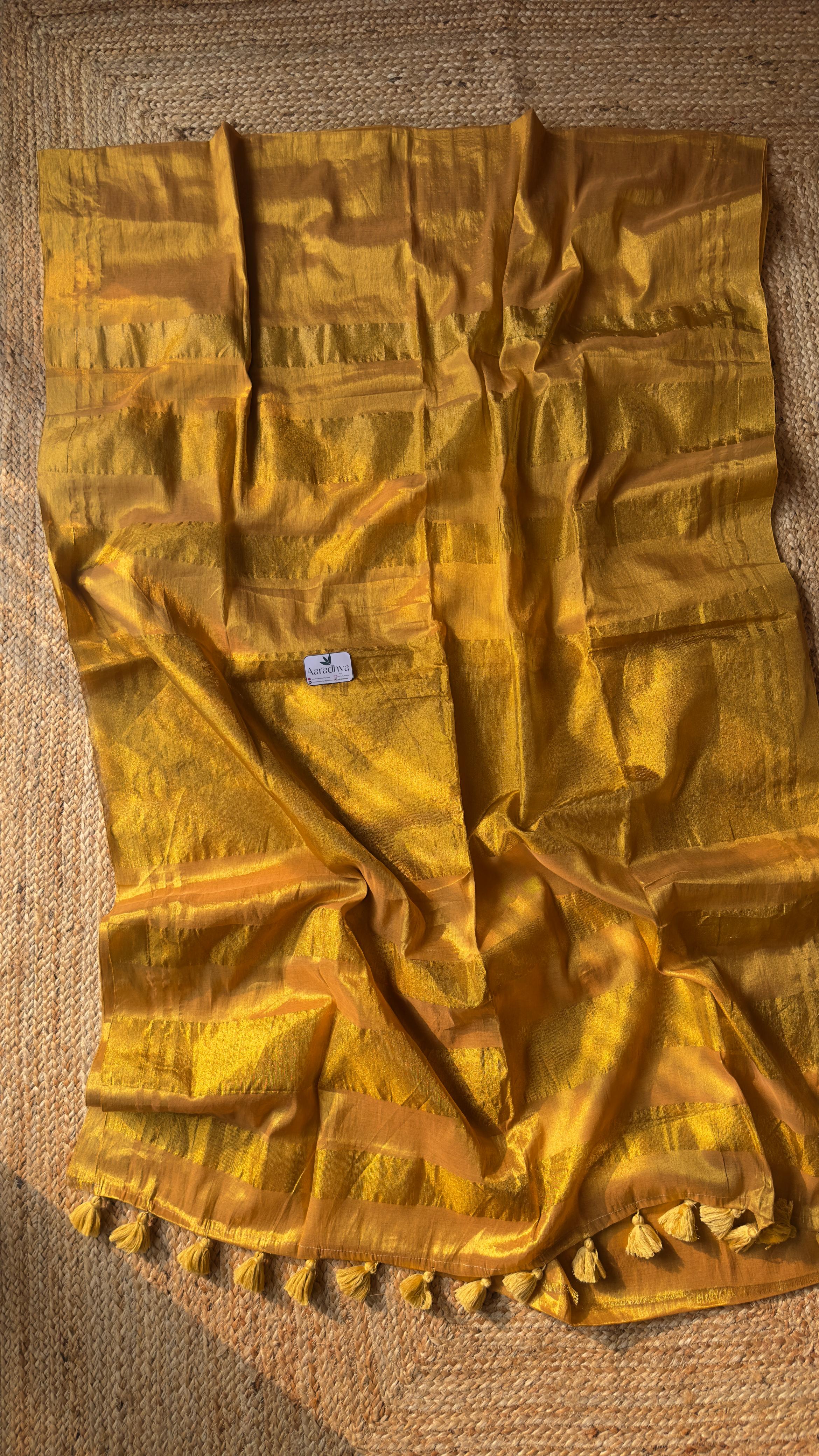 Mul Raga Tissue | Earthy Golden Onam Style Saree
