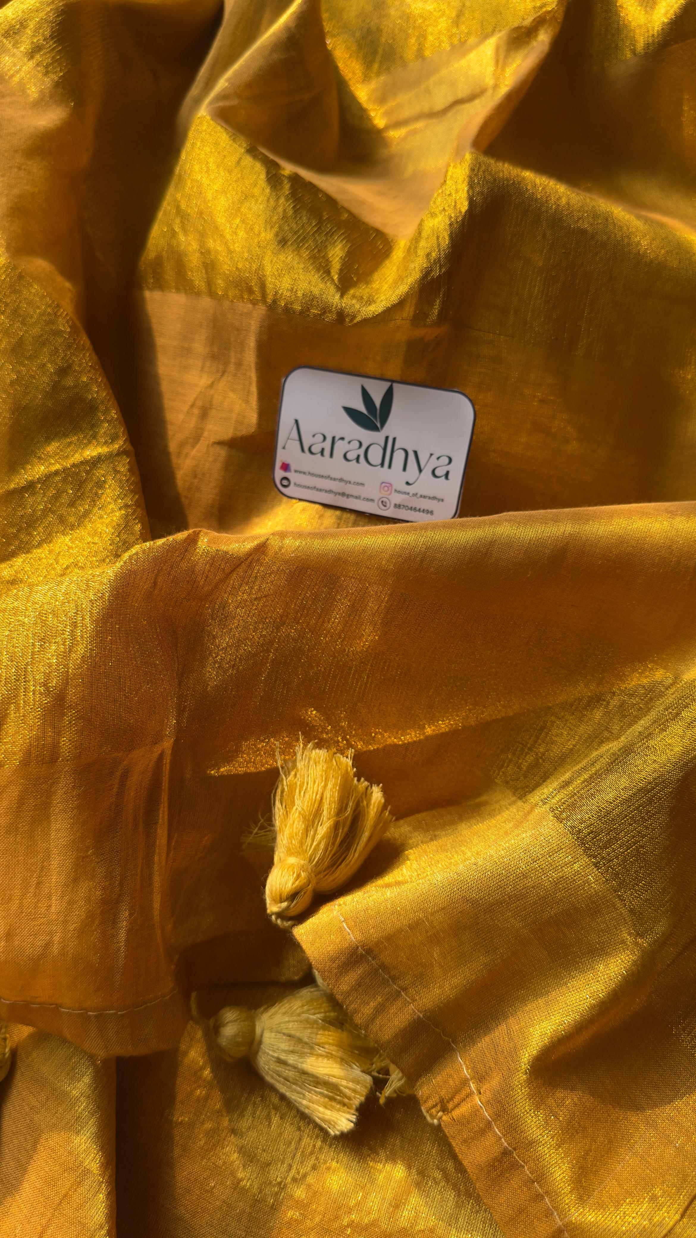 Raga Tissue | Earthy Golden Onam Style Saree