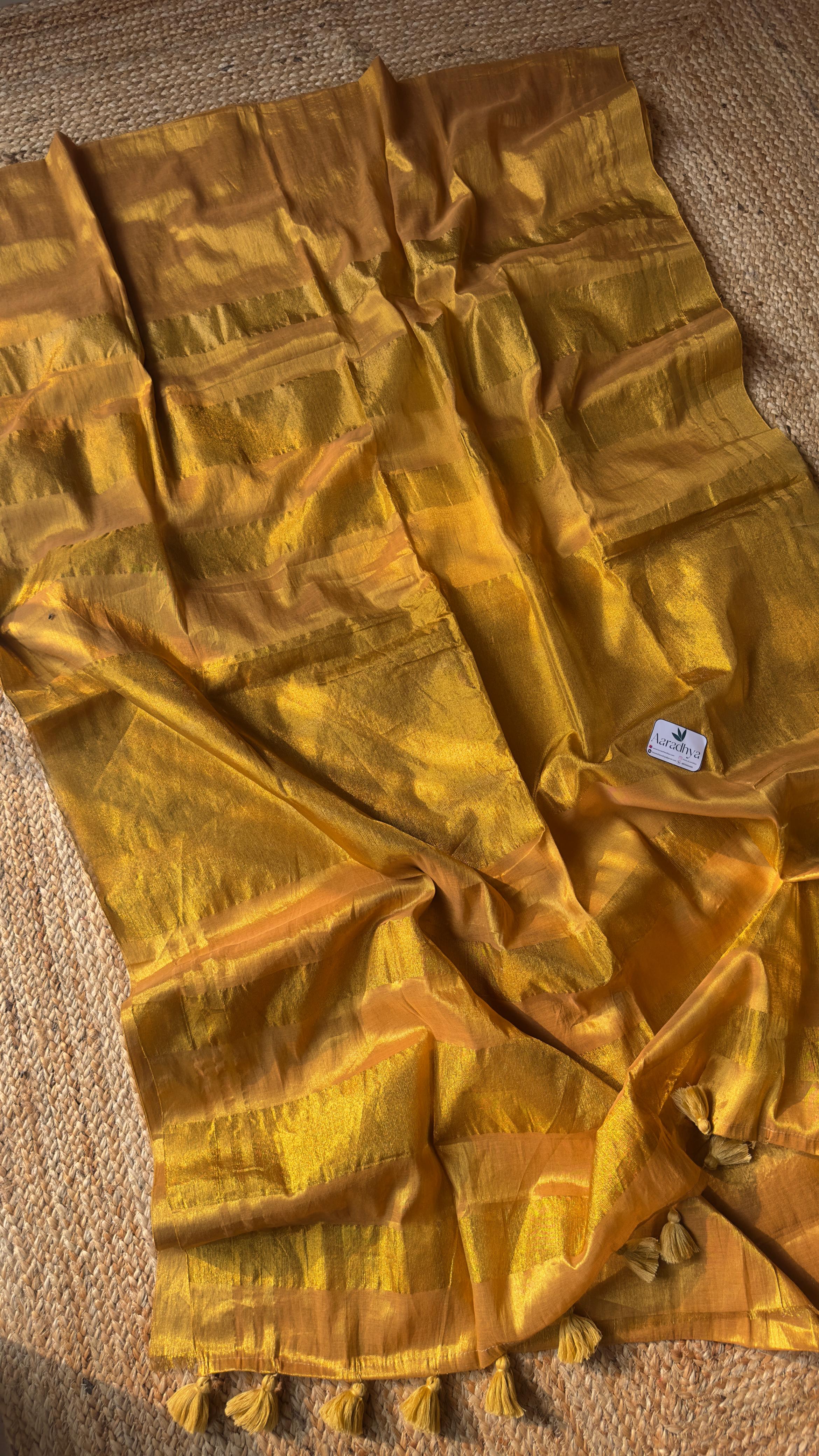 Raga Tissue | Earthy Golden Onam Style Saree