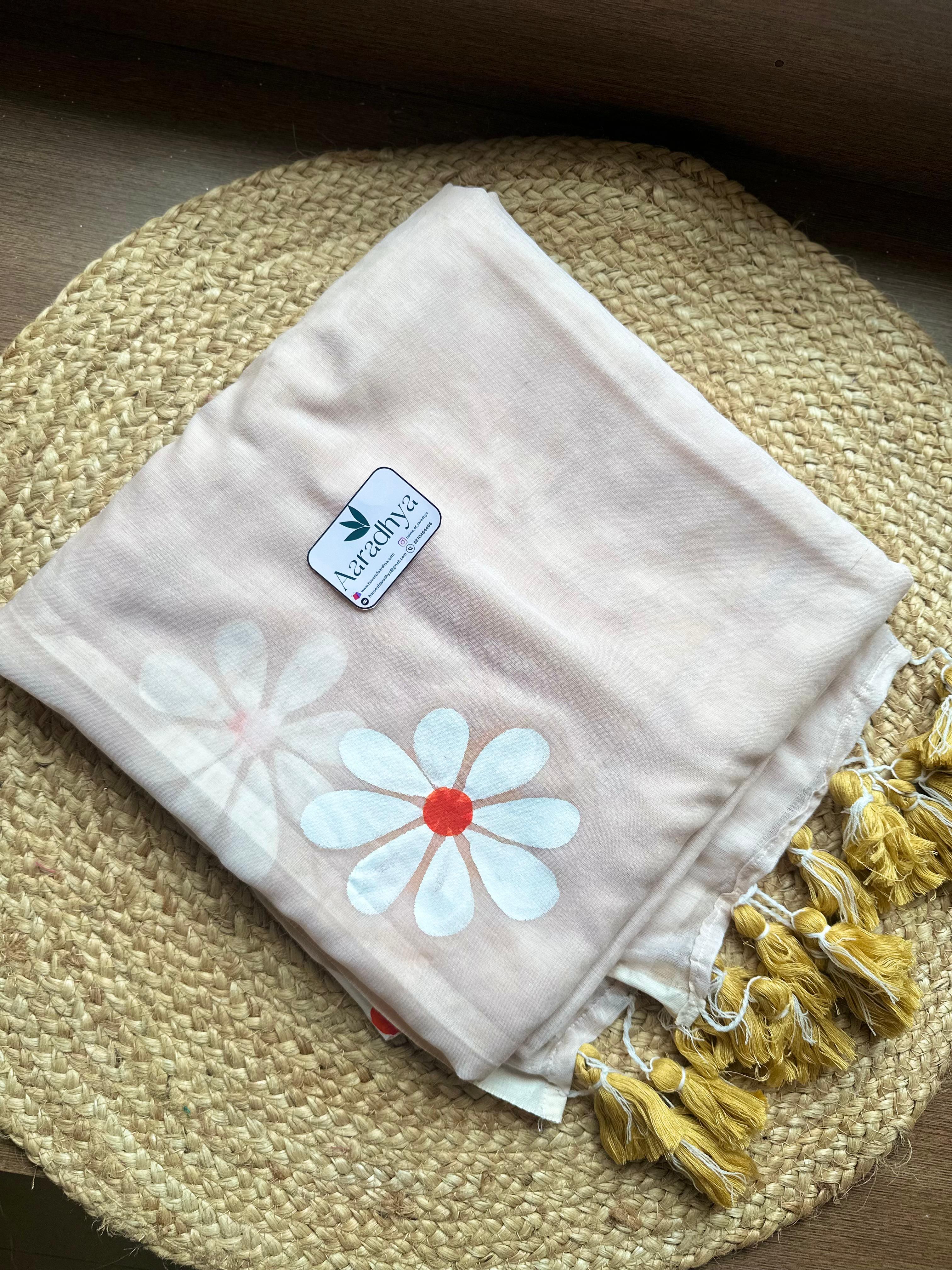 Daisy Hand Painted | Mul Cotton Saree