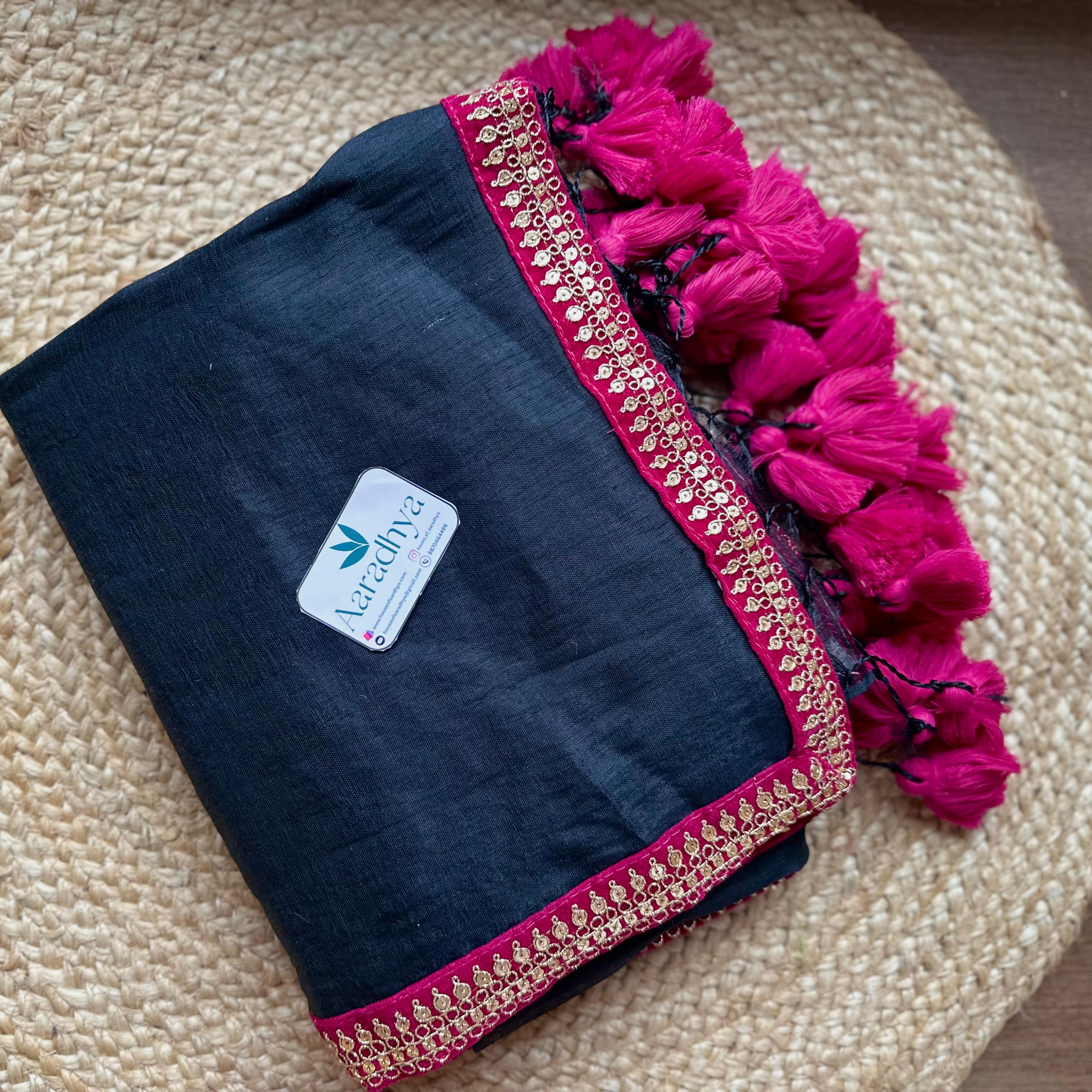 Premium Lace Border Tissue | Black Party Tissue saree