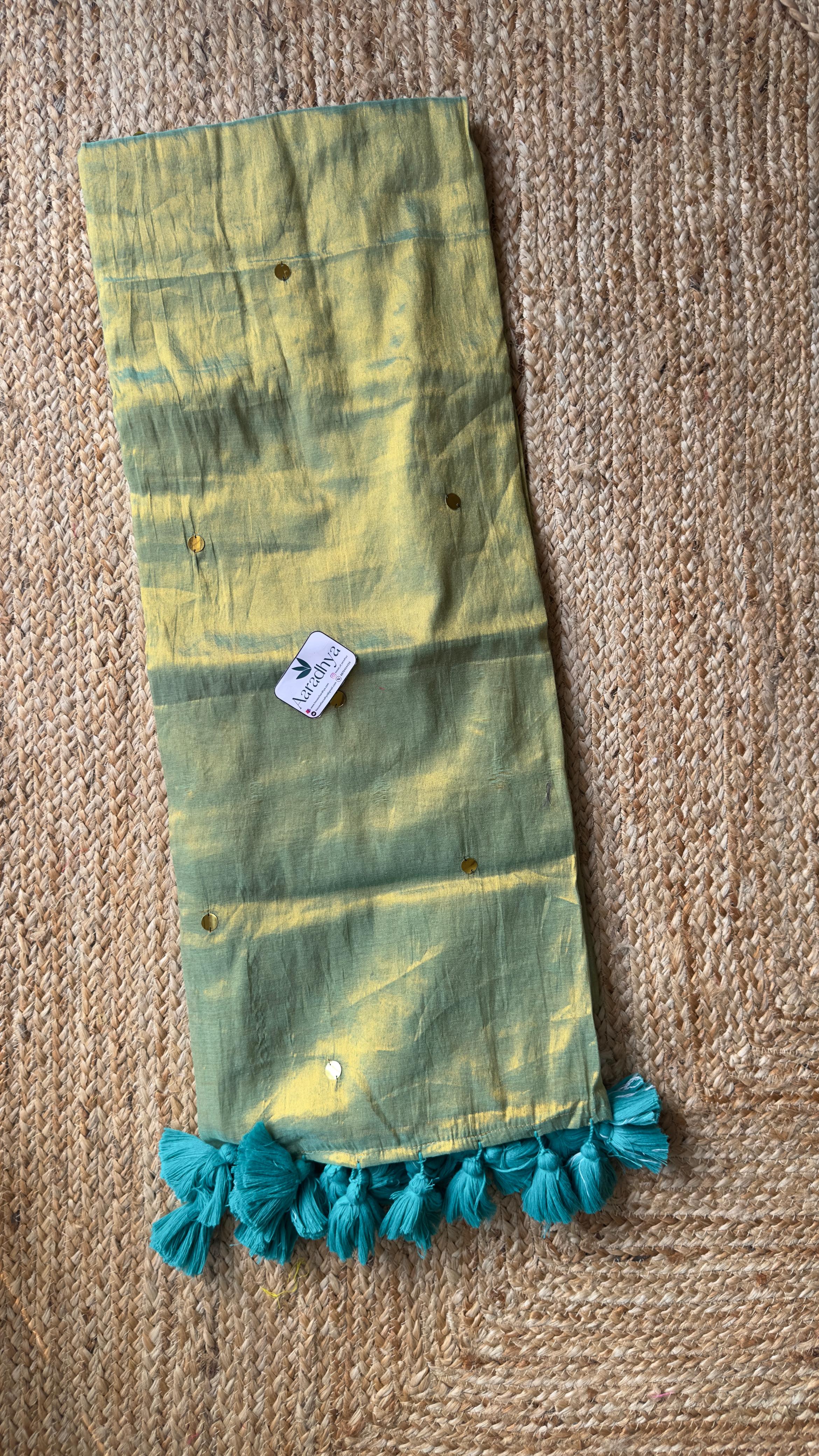Mul Tissue with Sequins work| Sea Green Saree