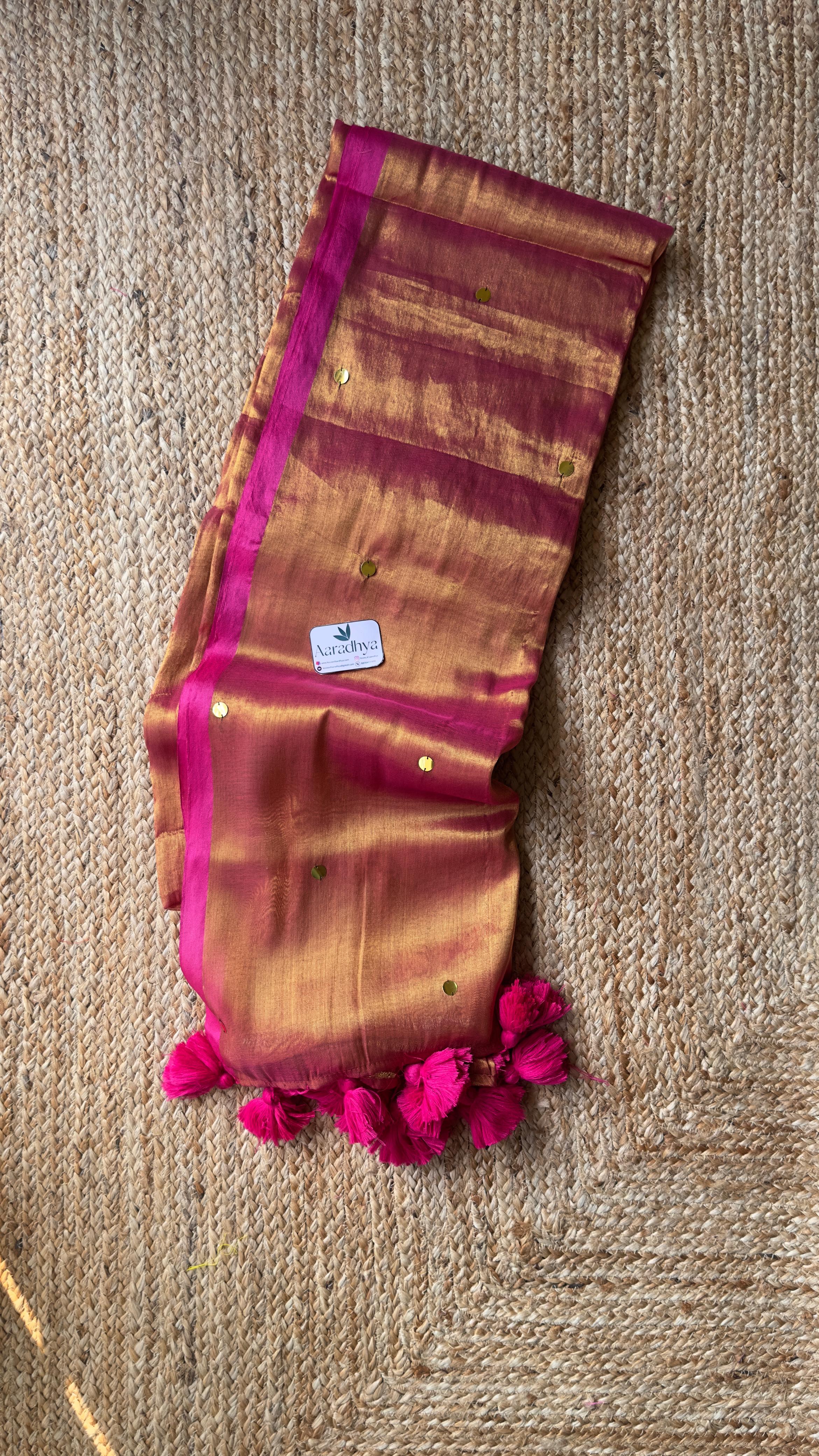 Mul Tissue with Sequins work| Pink Saree