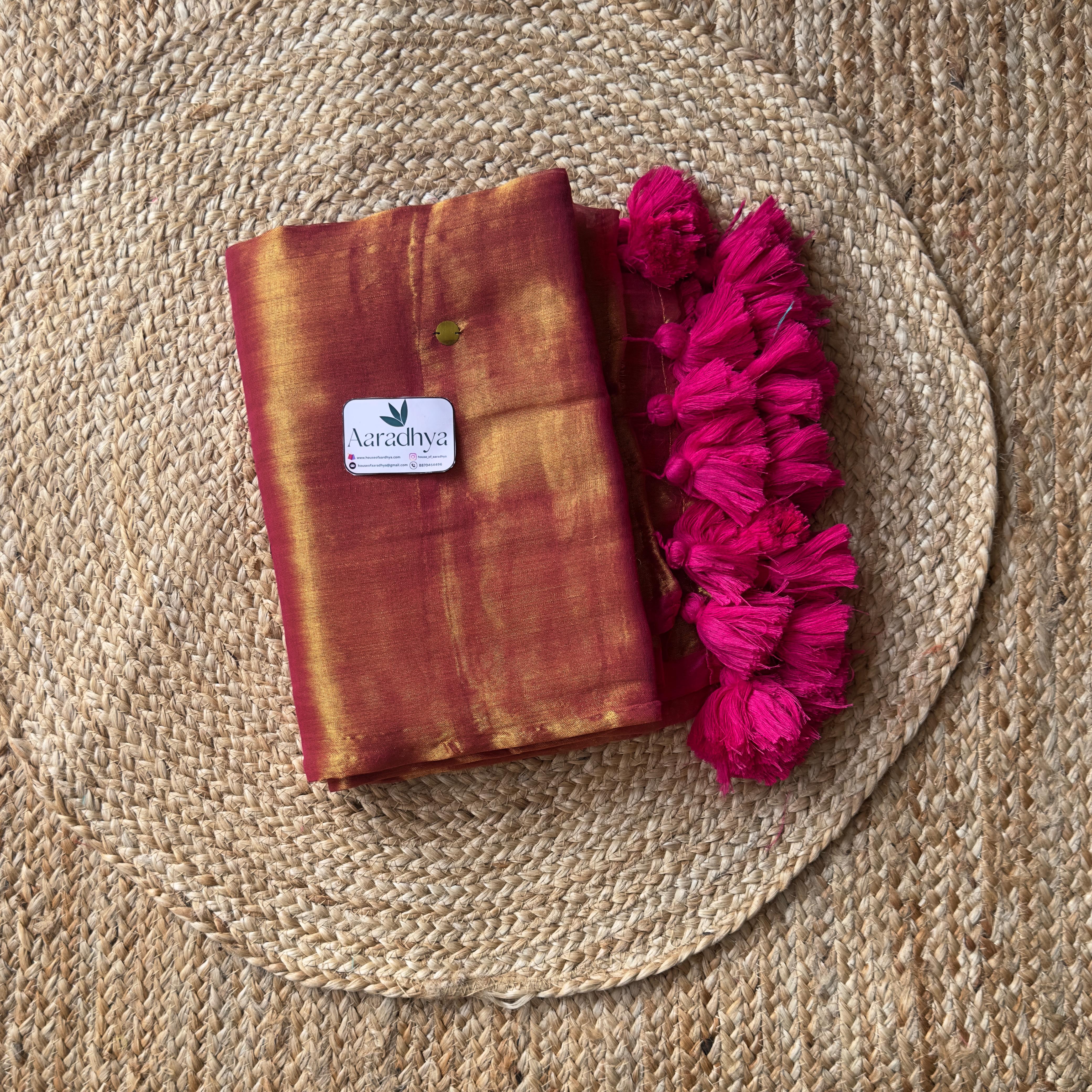 Mul Tissue with Sequins work| Pink Saree