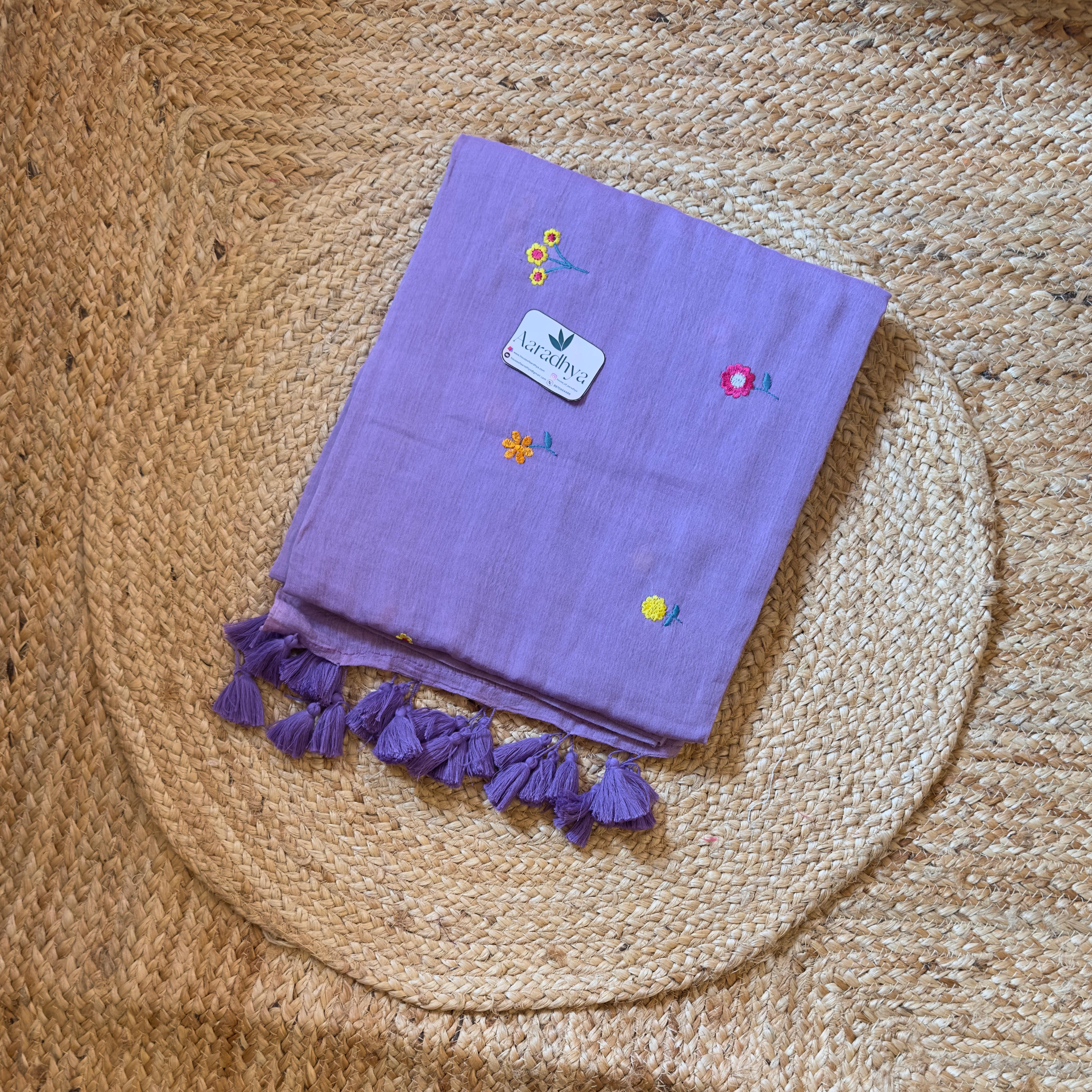 Chuimui Embroidery | Lavander Cotton Saree