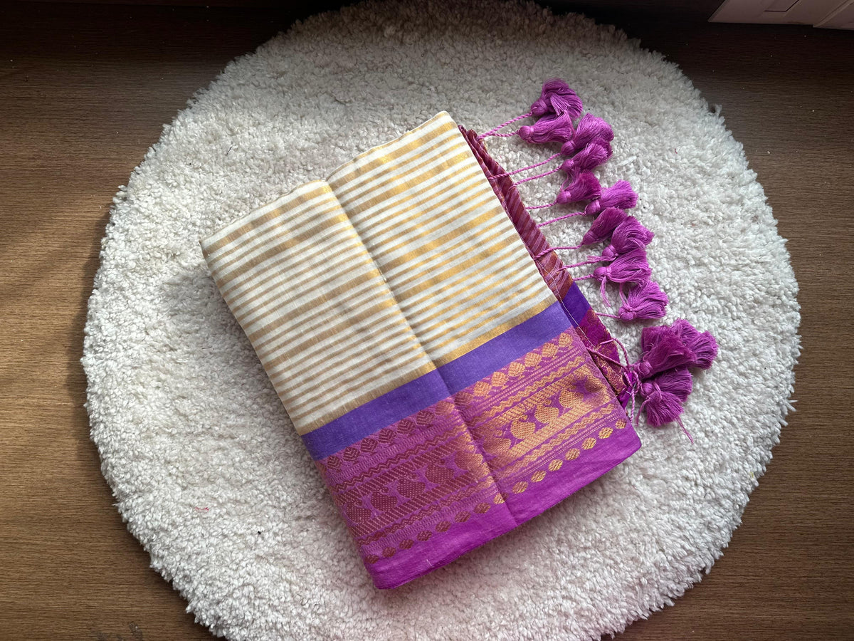 Kanchi Border Festive Saree | Mul Cotton Saree