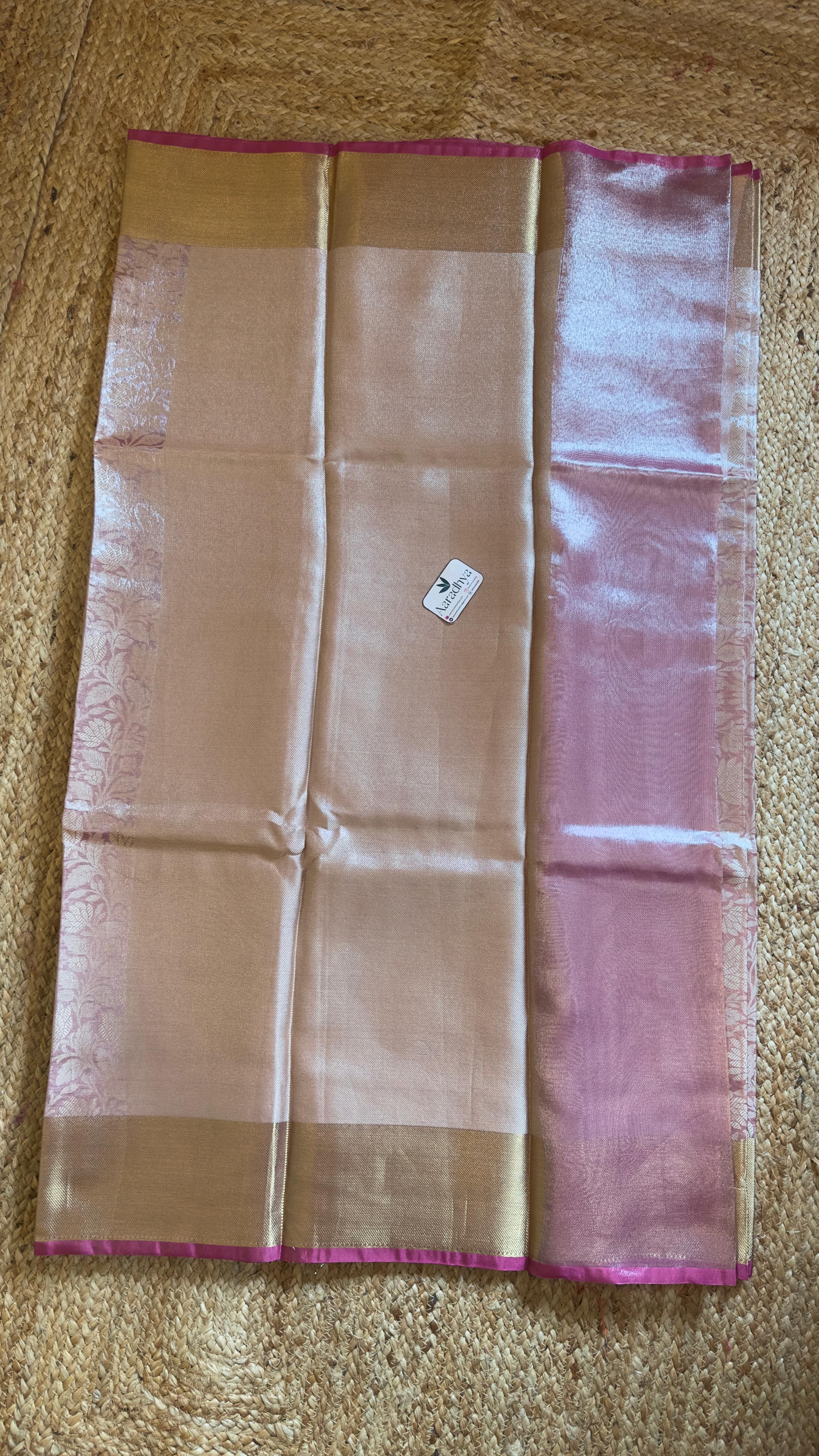 Pastel Pink Banarasi Tissue Saree