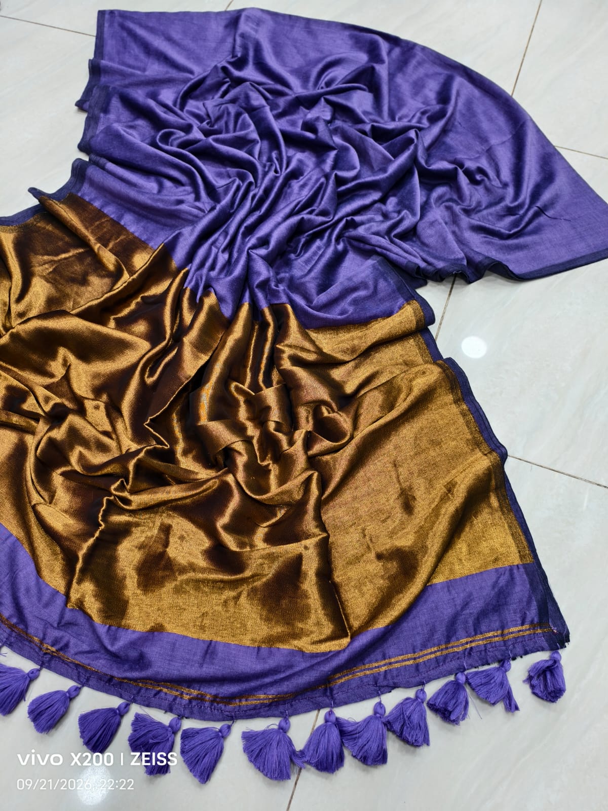 Golden Zari Pallu | Lavender Modal Cotton Saree