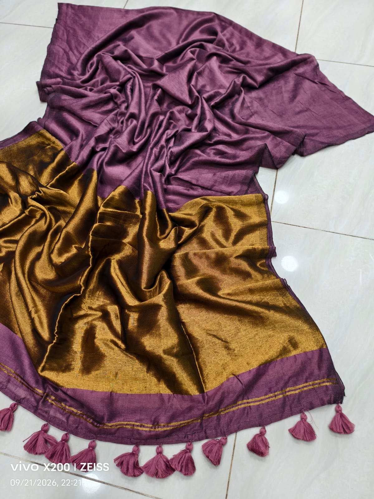 Golden Zari Pallu | Mauve Modal Cotton Saree