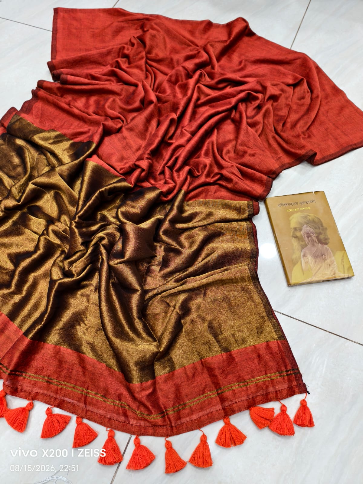 Golden Zari Pallu | Orange Modal Cotton Saree