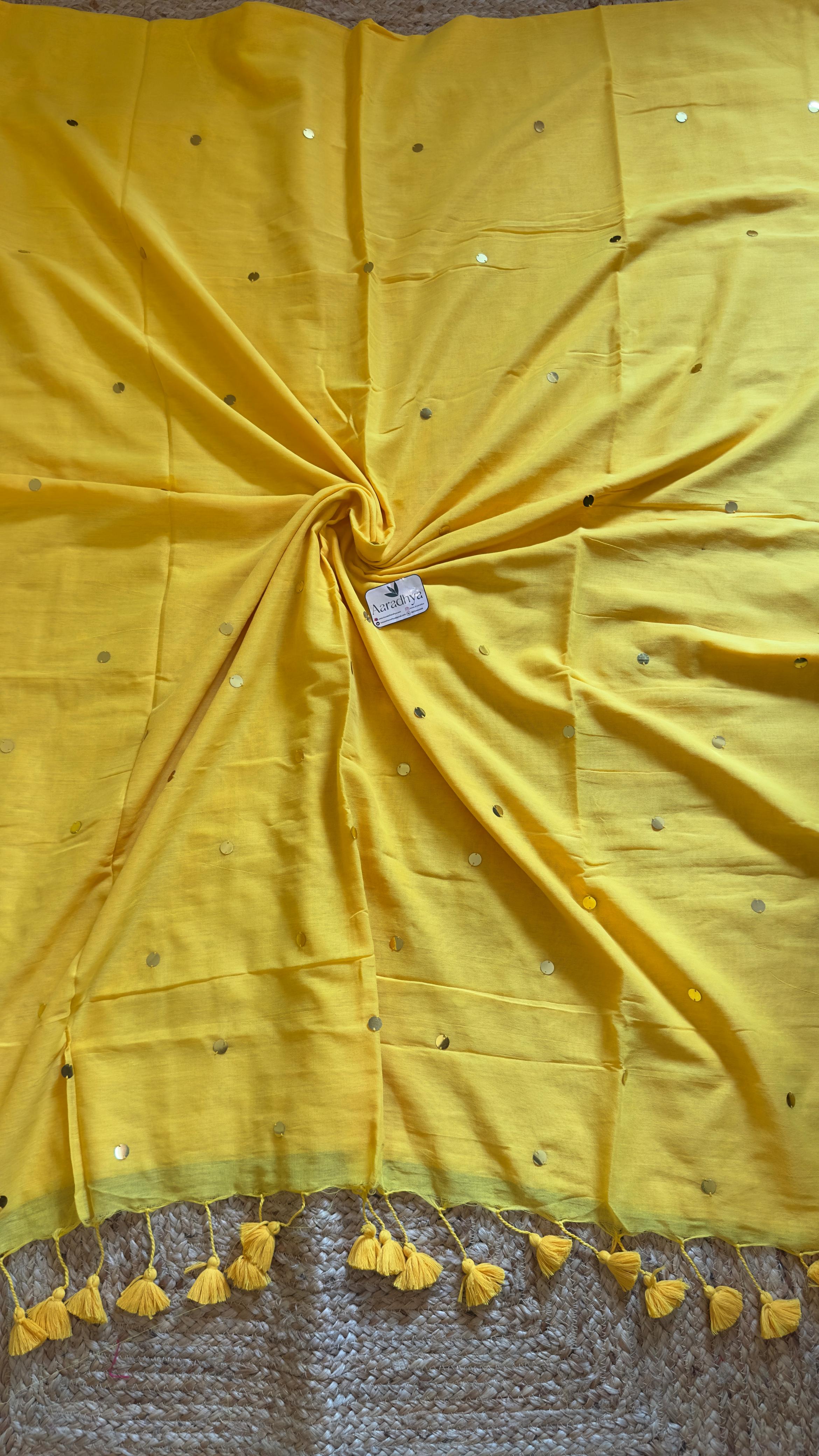 GINI Work | Yellow Soft Cotton Saree