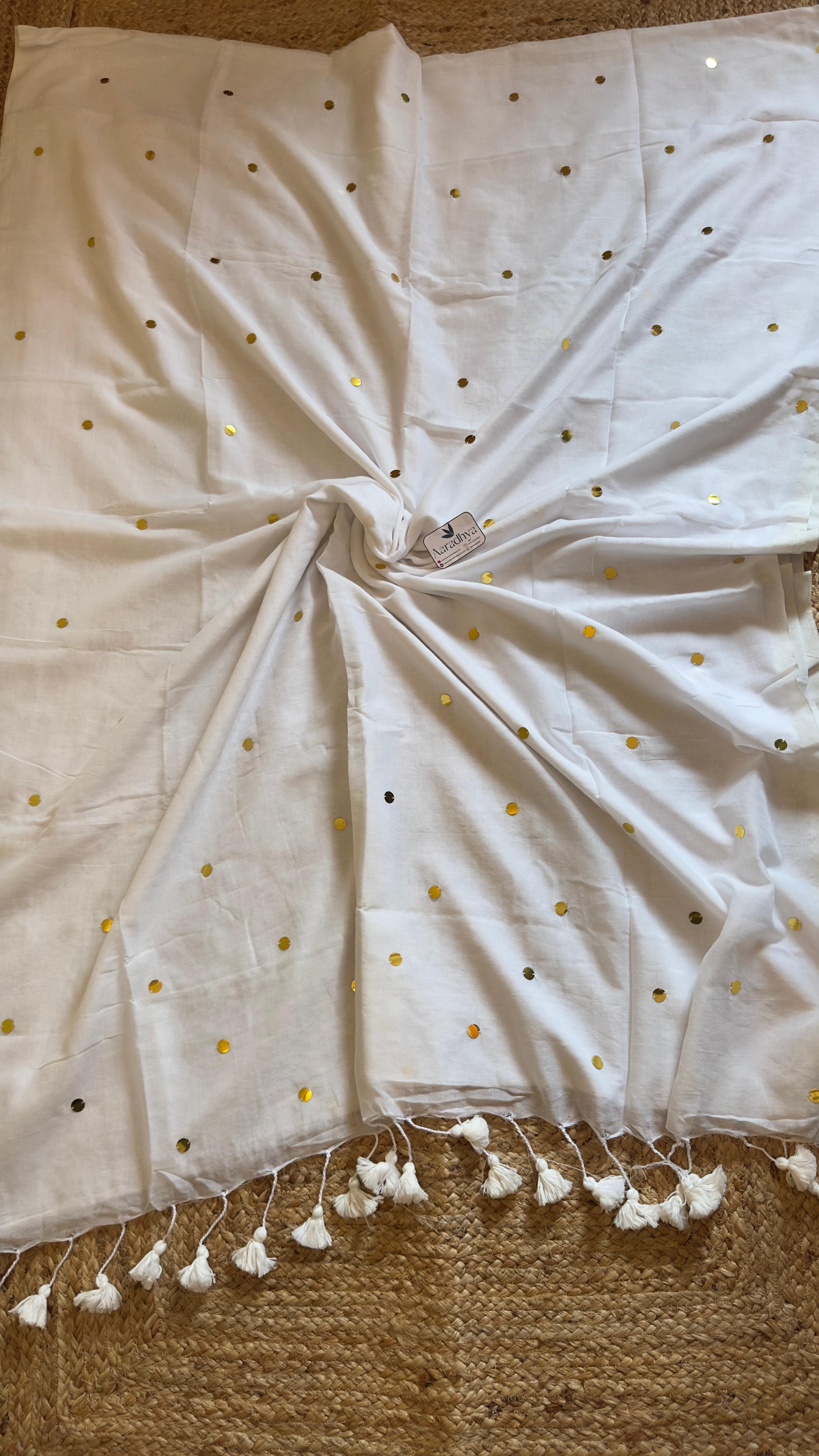 GINI Work | White Soft Cotton Saree