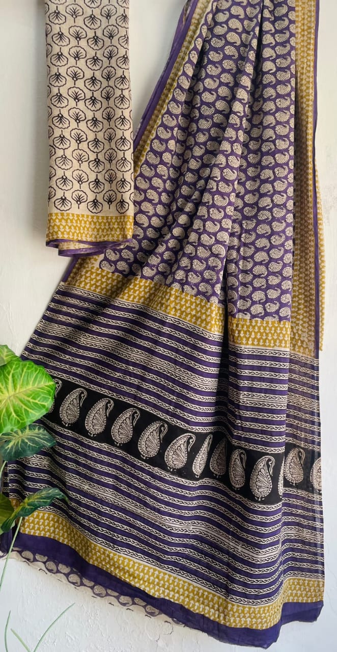 Hand Block Print | Mul Mul Cotton Saree