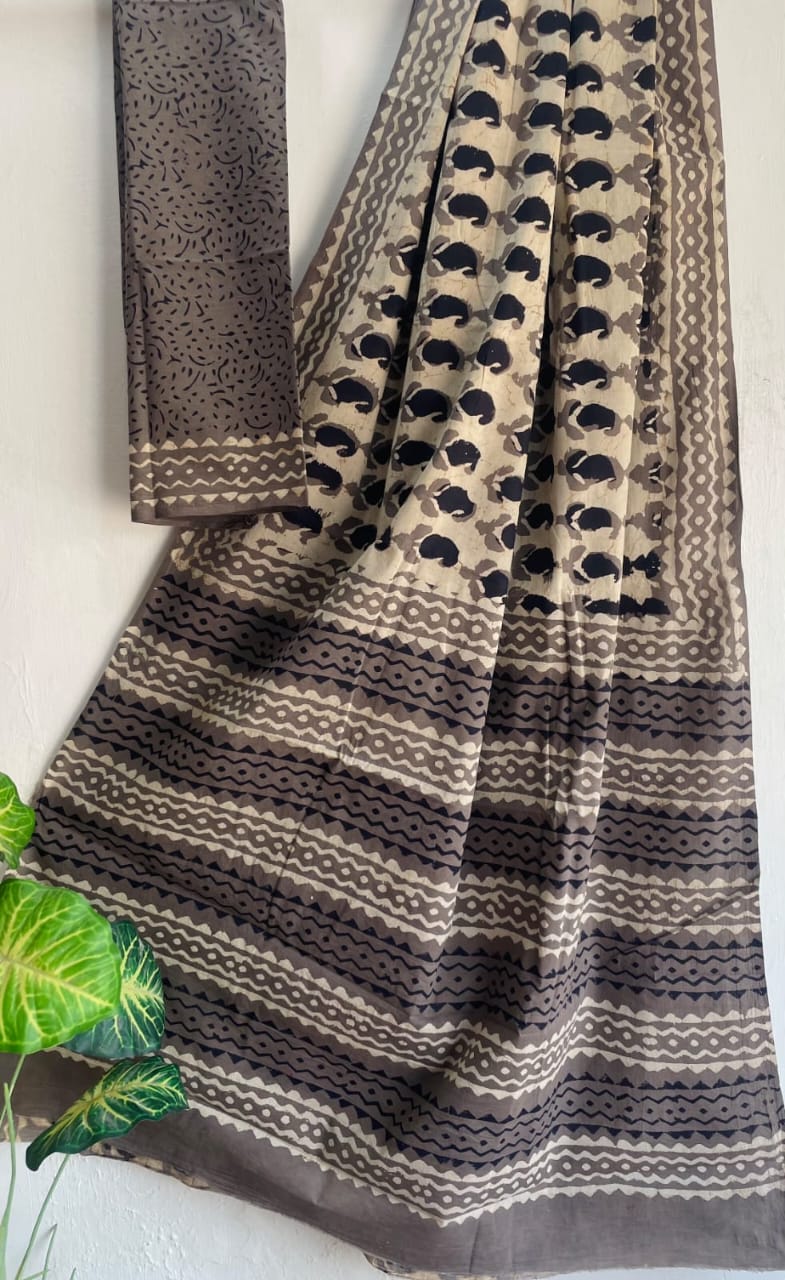 Hand Block Print | Mul Mul Cotton Saree