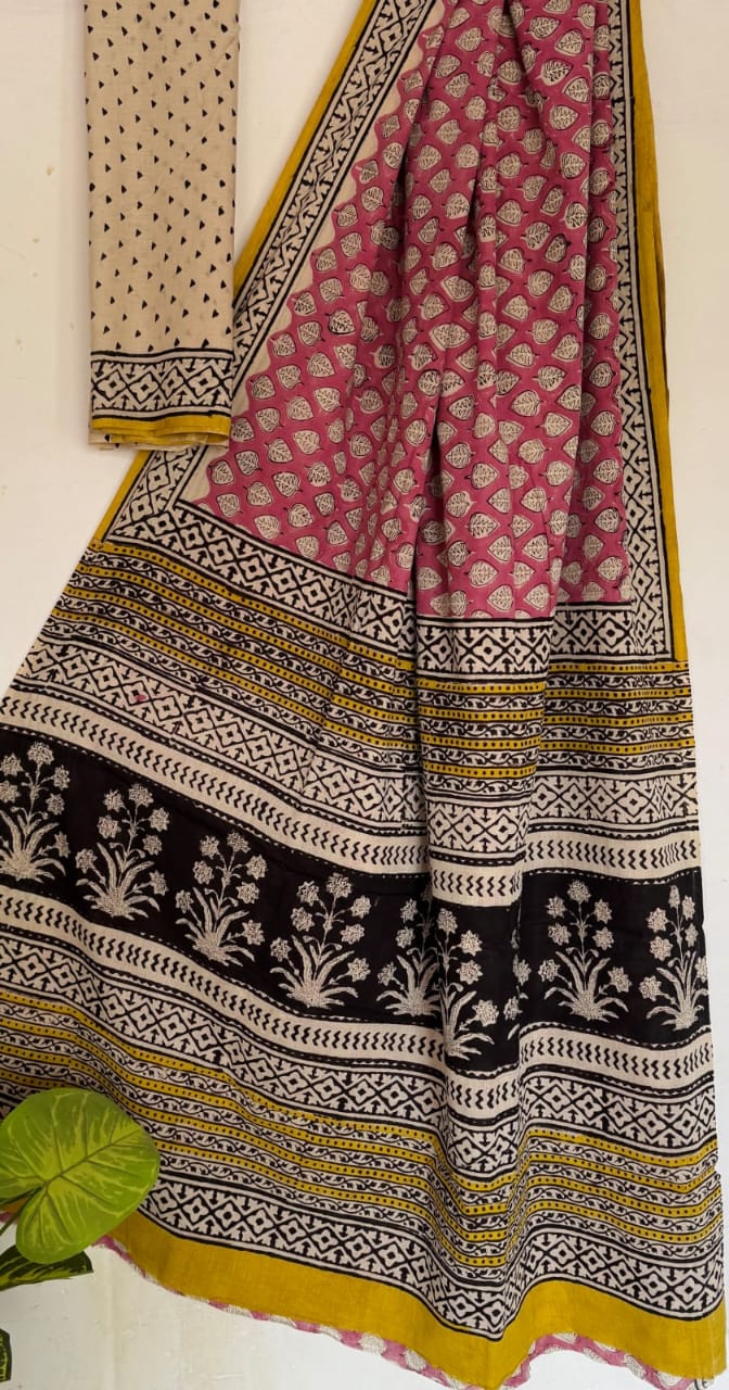 Hand Block Print | Mul Mul Cotton Saree