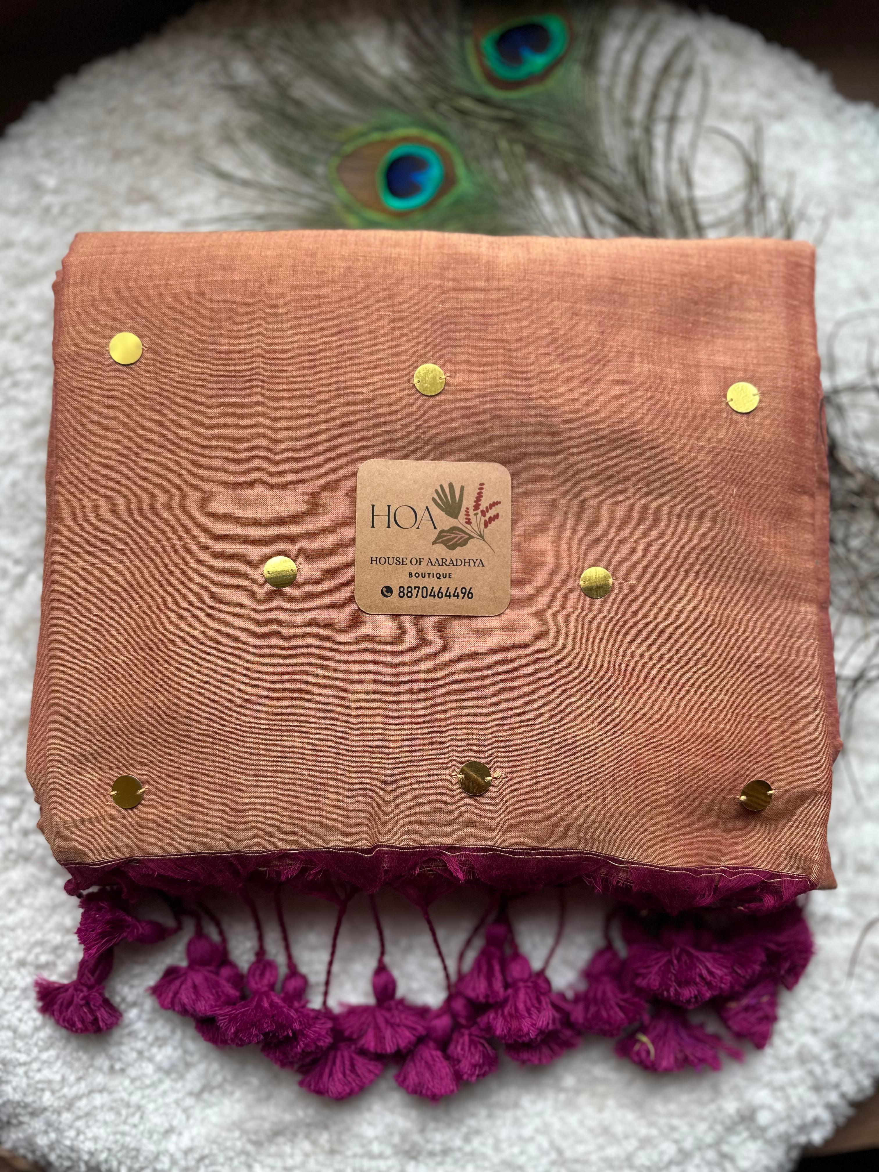 GINI Work |  Mauve Soft Cotton Saree