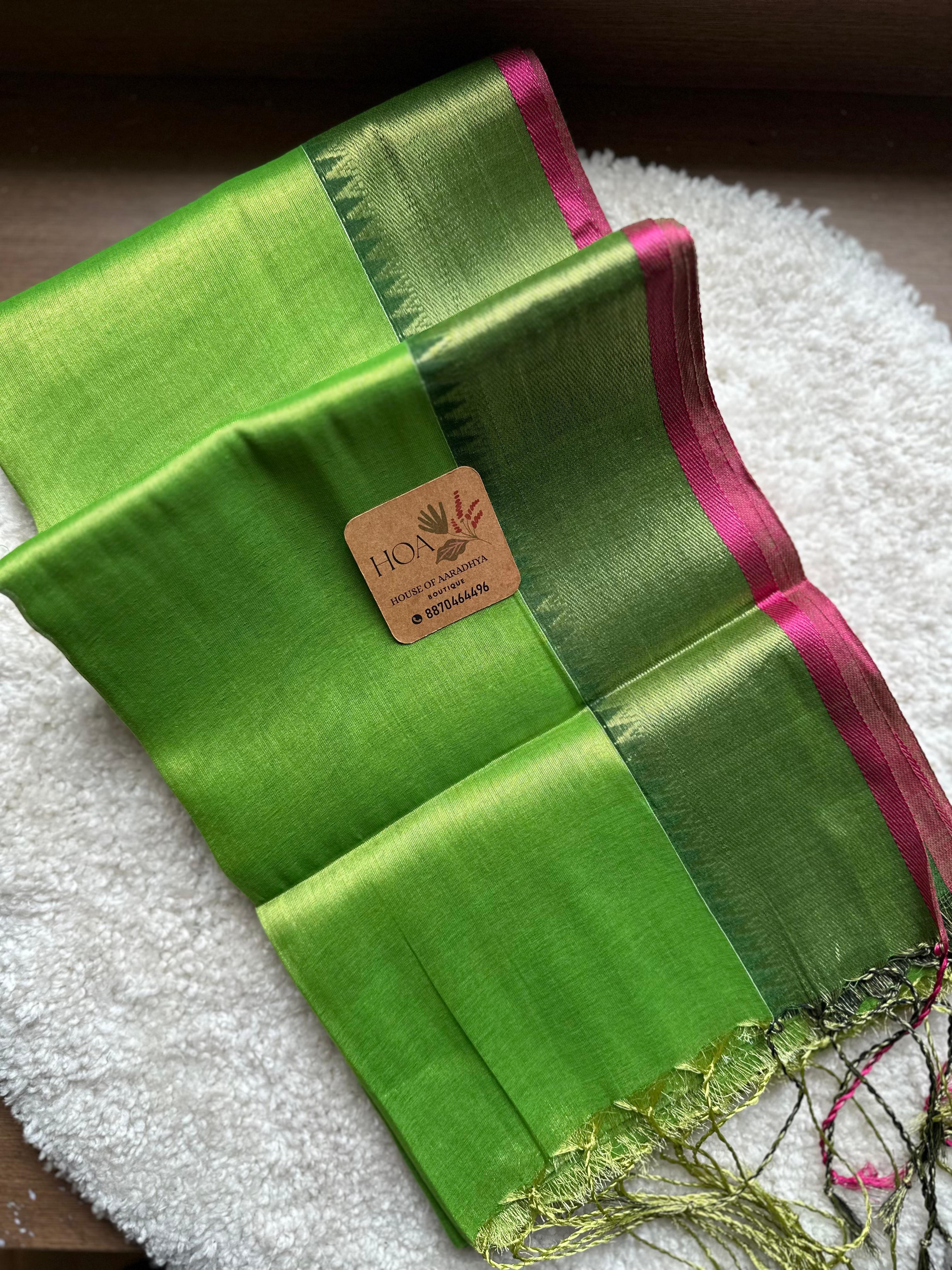 Temple border | Green | Raga Tissue Saree