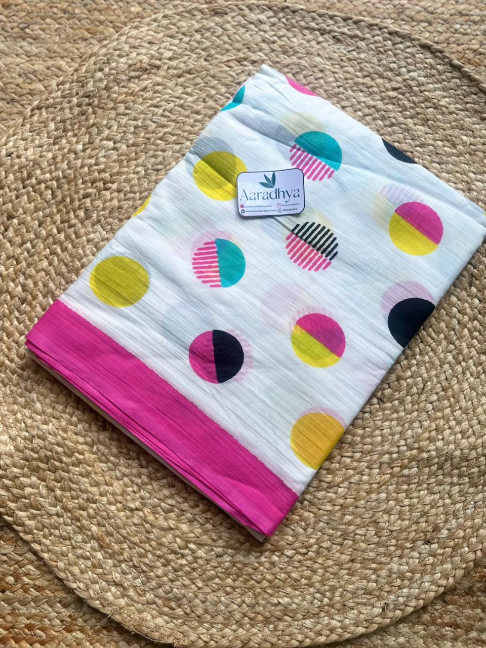 Quirky Print | Mul Mul Cotton Saree