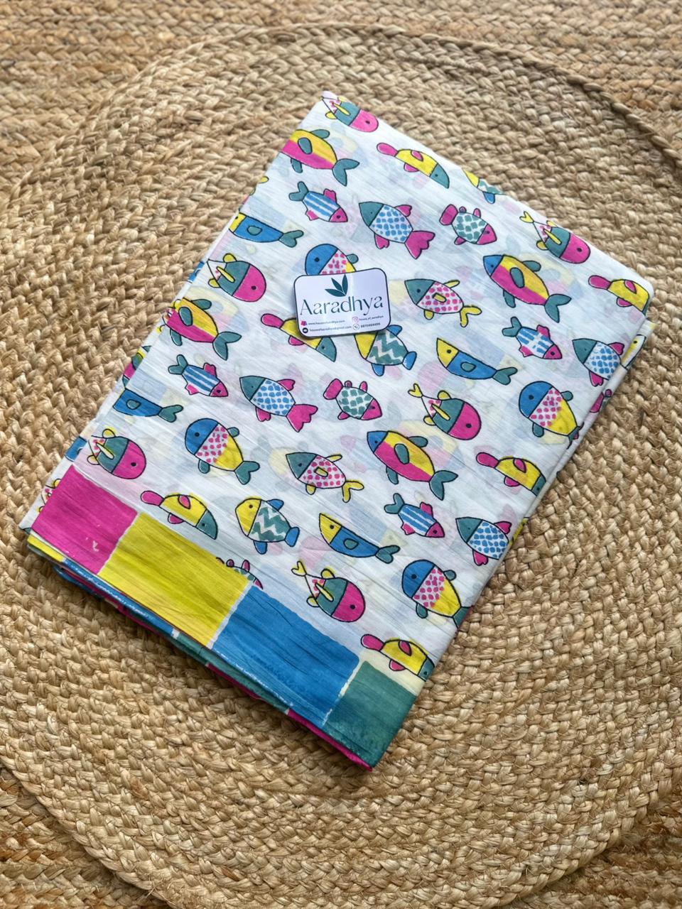 Quirky Print | Mul Mul Cotton Saree