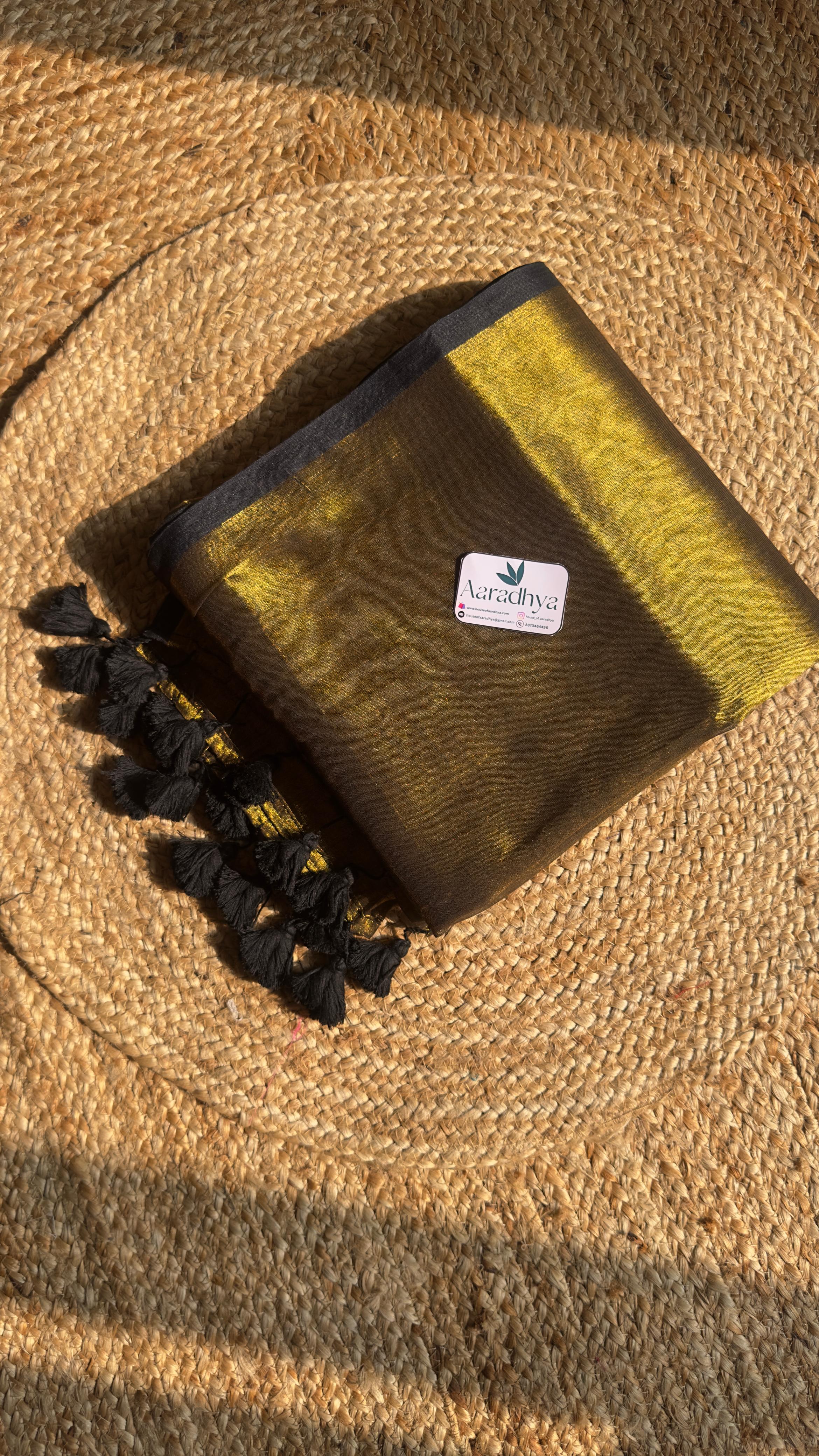 Golden With Black Tissue| Raga Tissue Saree