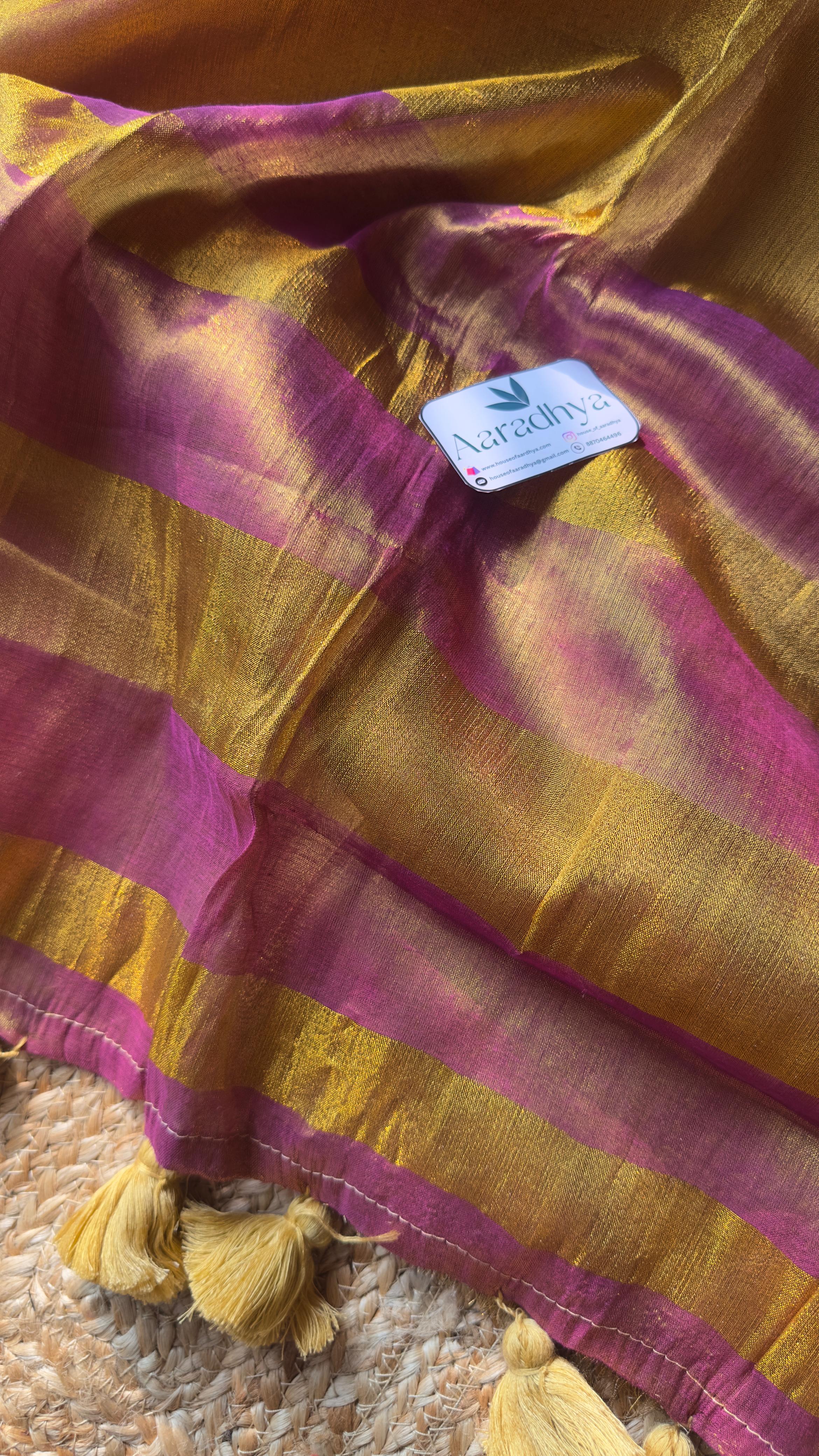 Raga Tissue | Pink Onam Style Saree