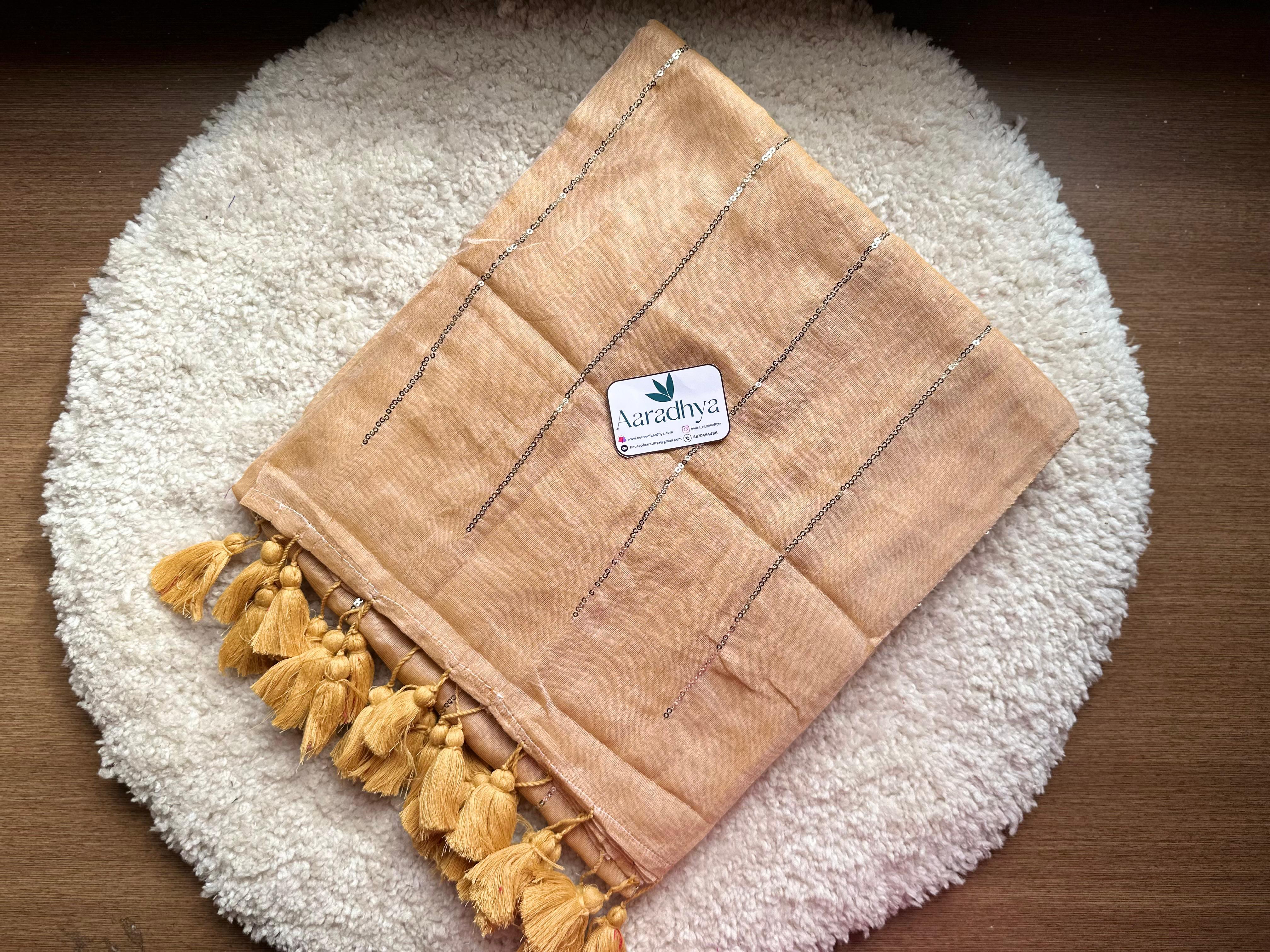 Sequence Work | Sandal Mul Cotton Saree