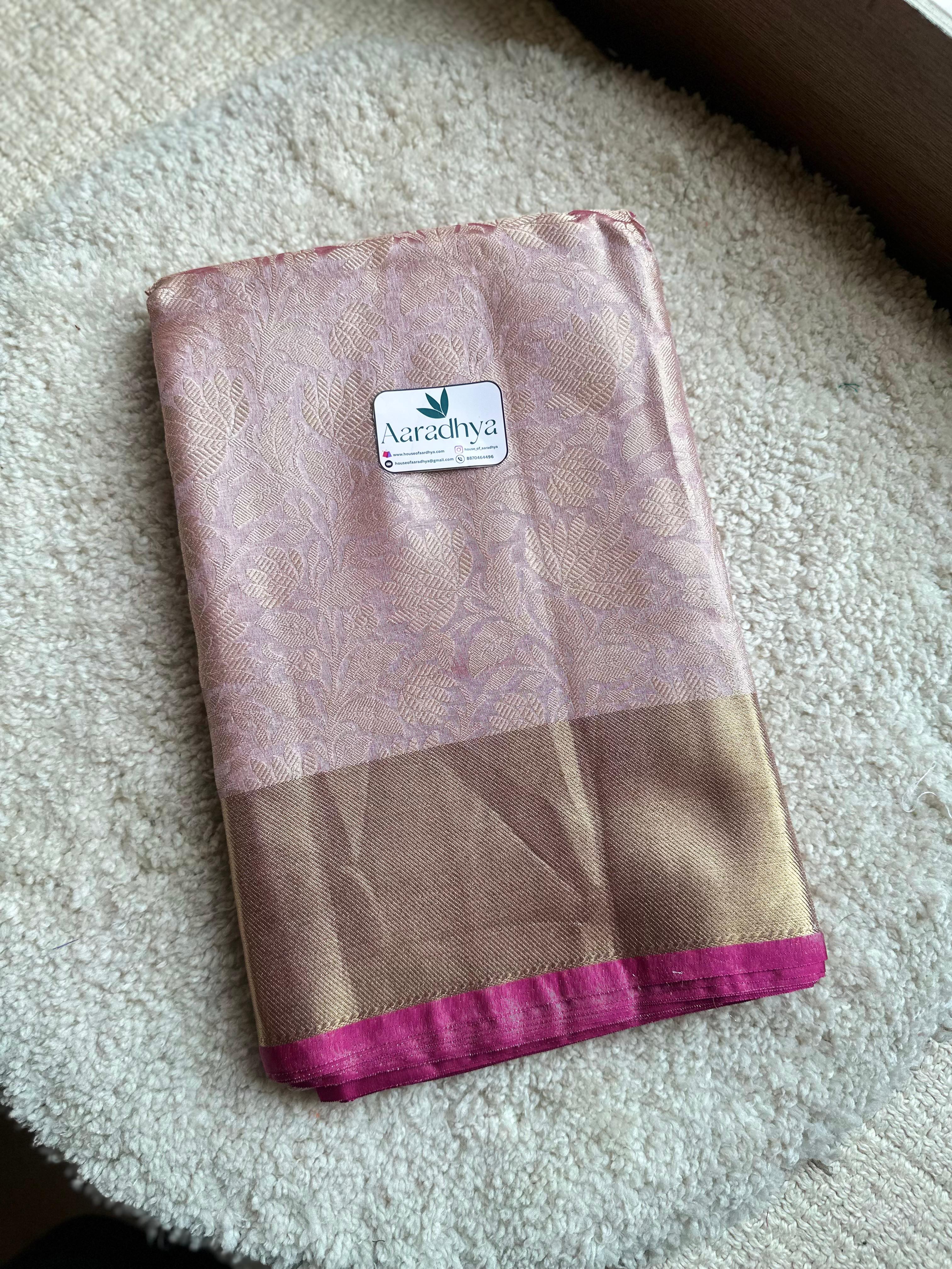 Pastel Pink Banarasi Tissue Saree