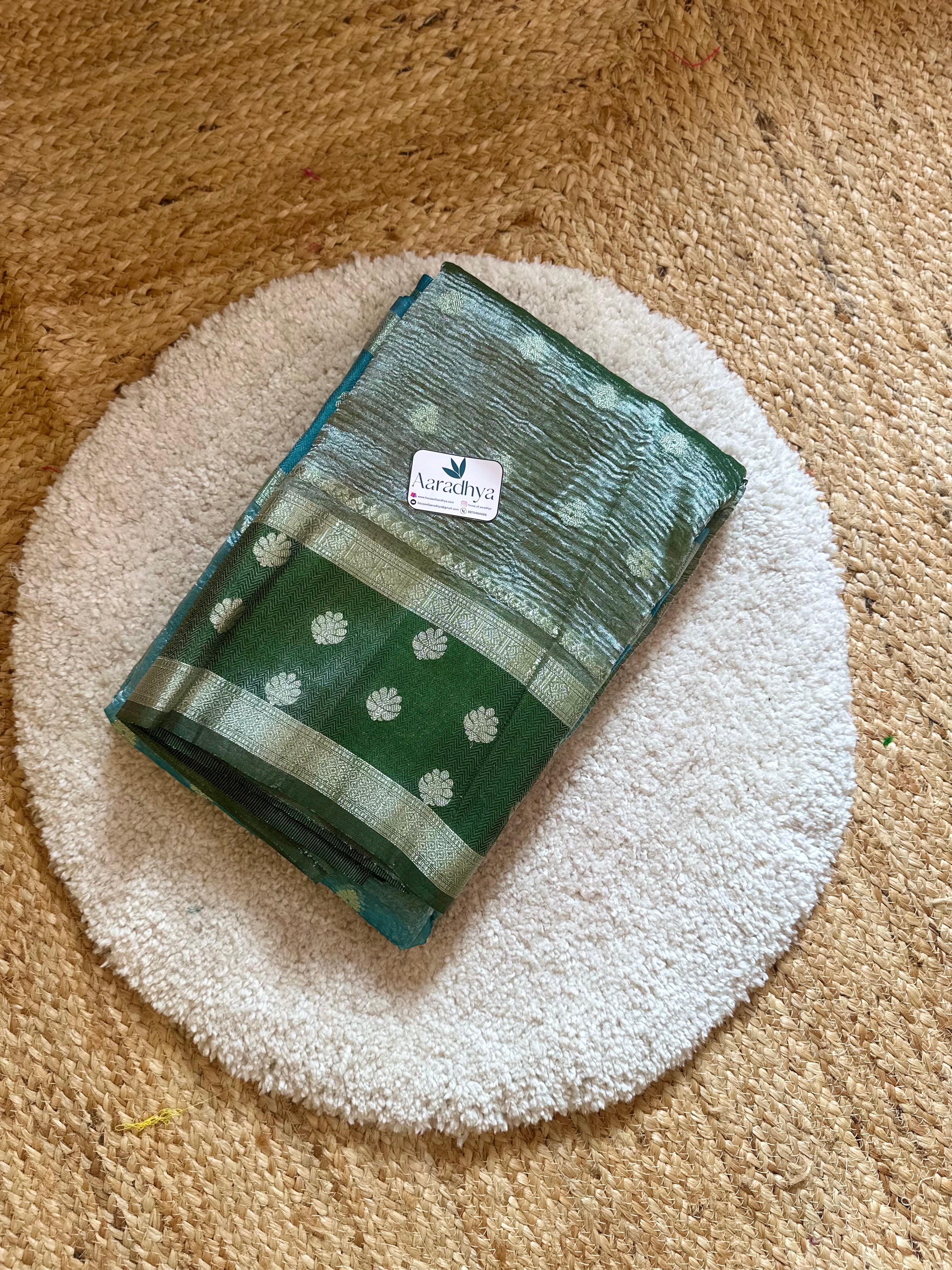 Half and Half Crushed Tissue Saree