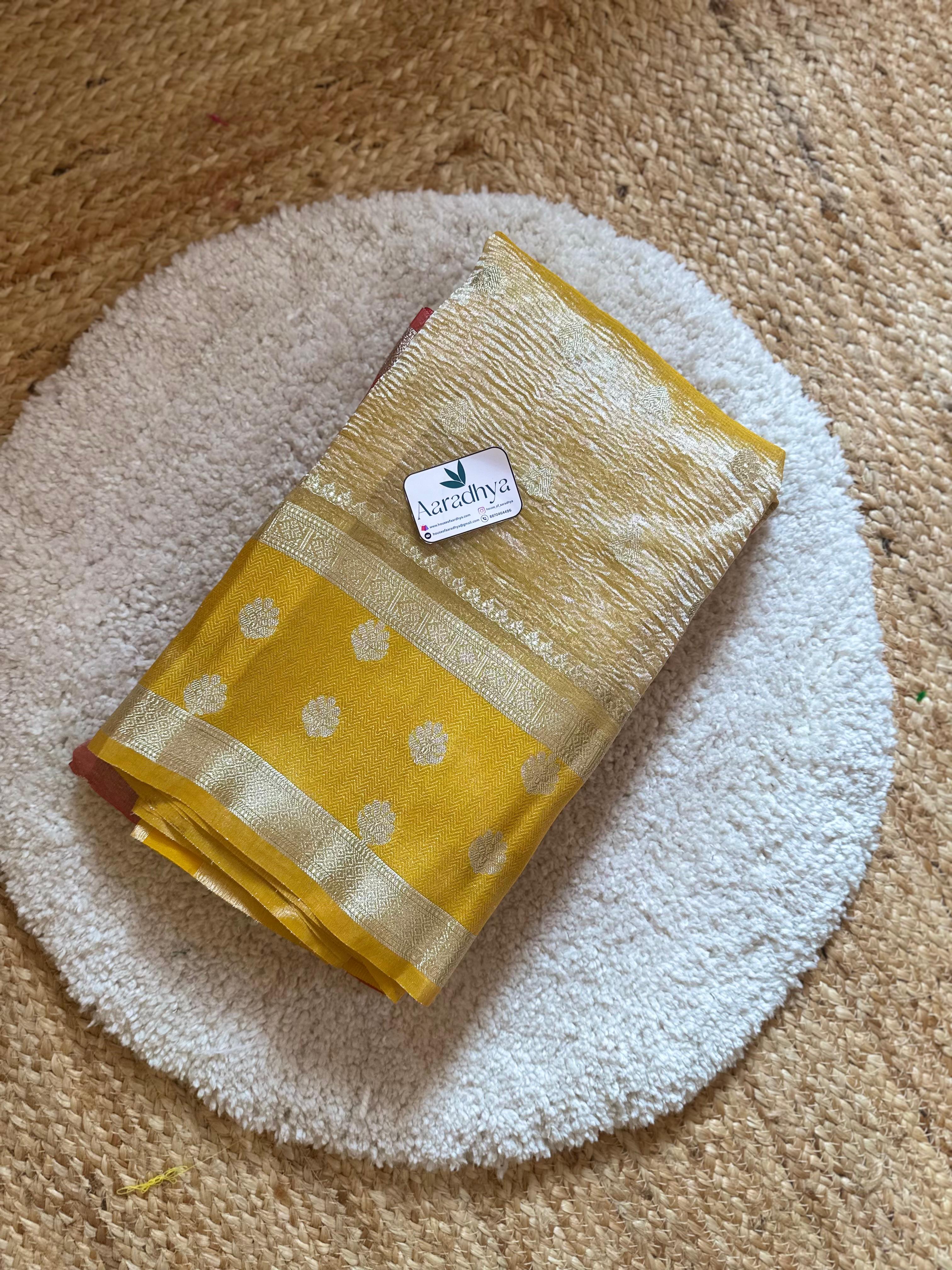 Half and Half Crushed Tissue Saree