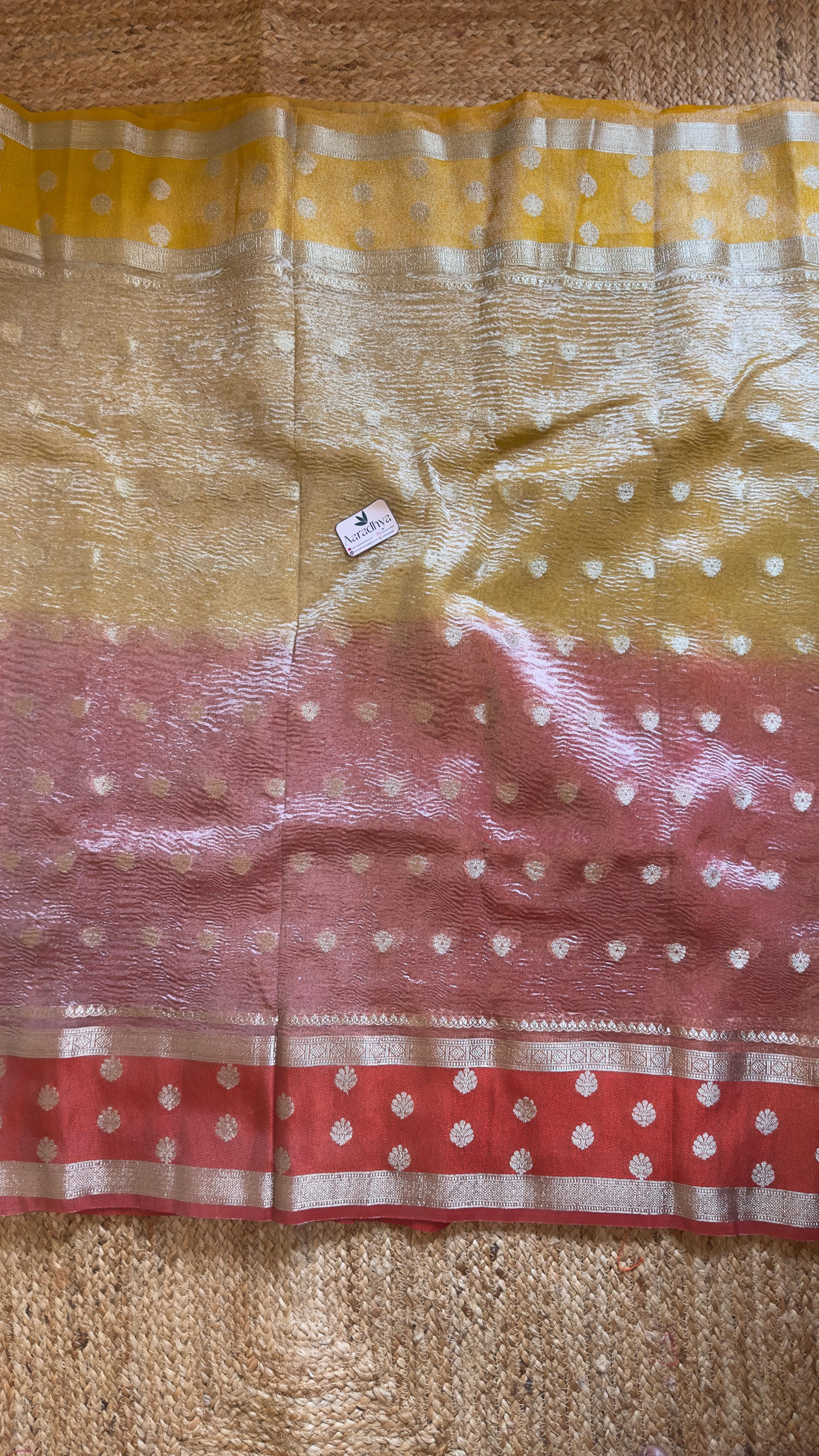Half and Half Crushed Tissue Saree