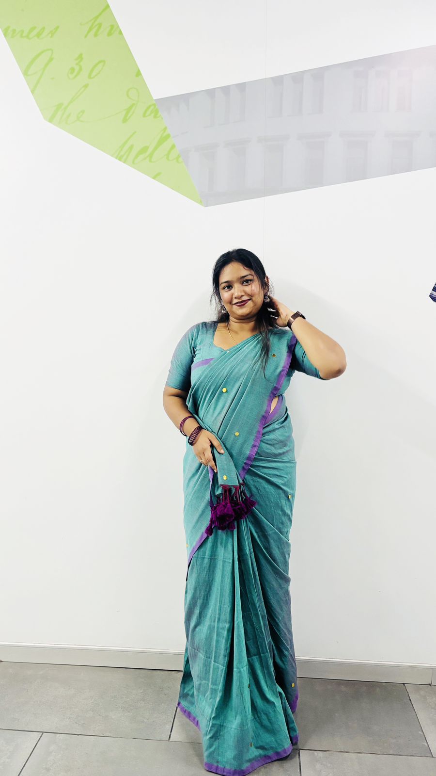 GINI Work |  Blue Soft Cotton Saree